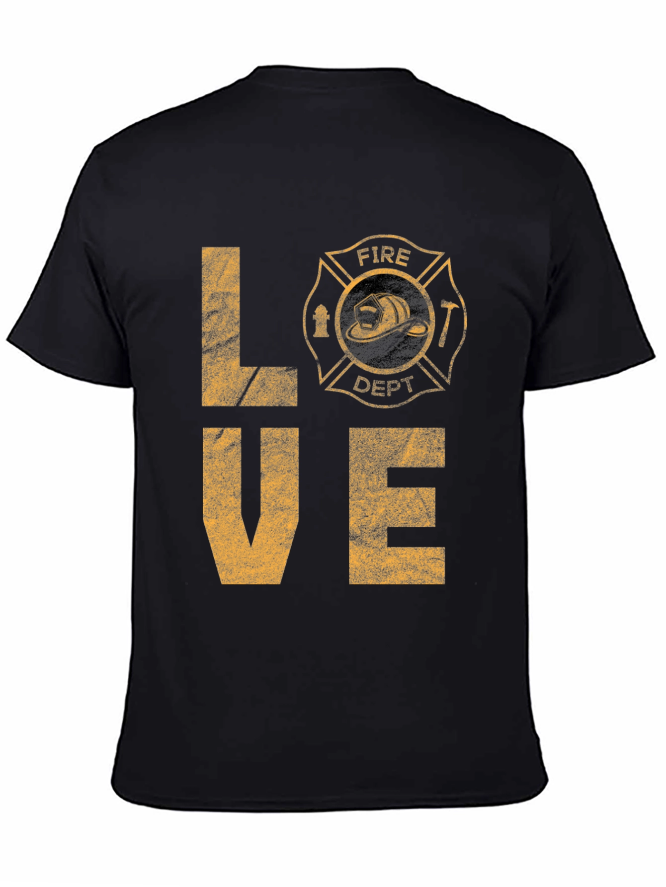 Black Fire Dept LOVE Graphic T-Shirt - Black Cotton Tee view 4
