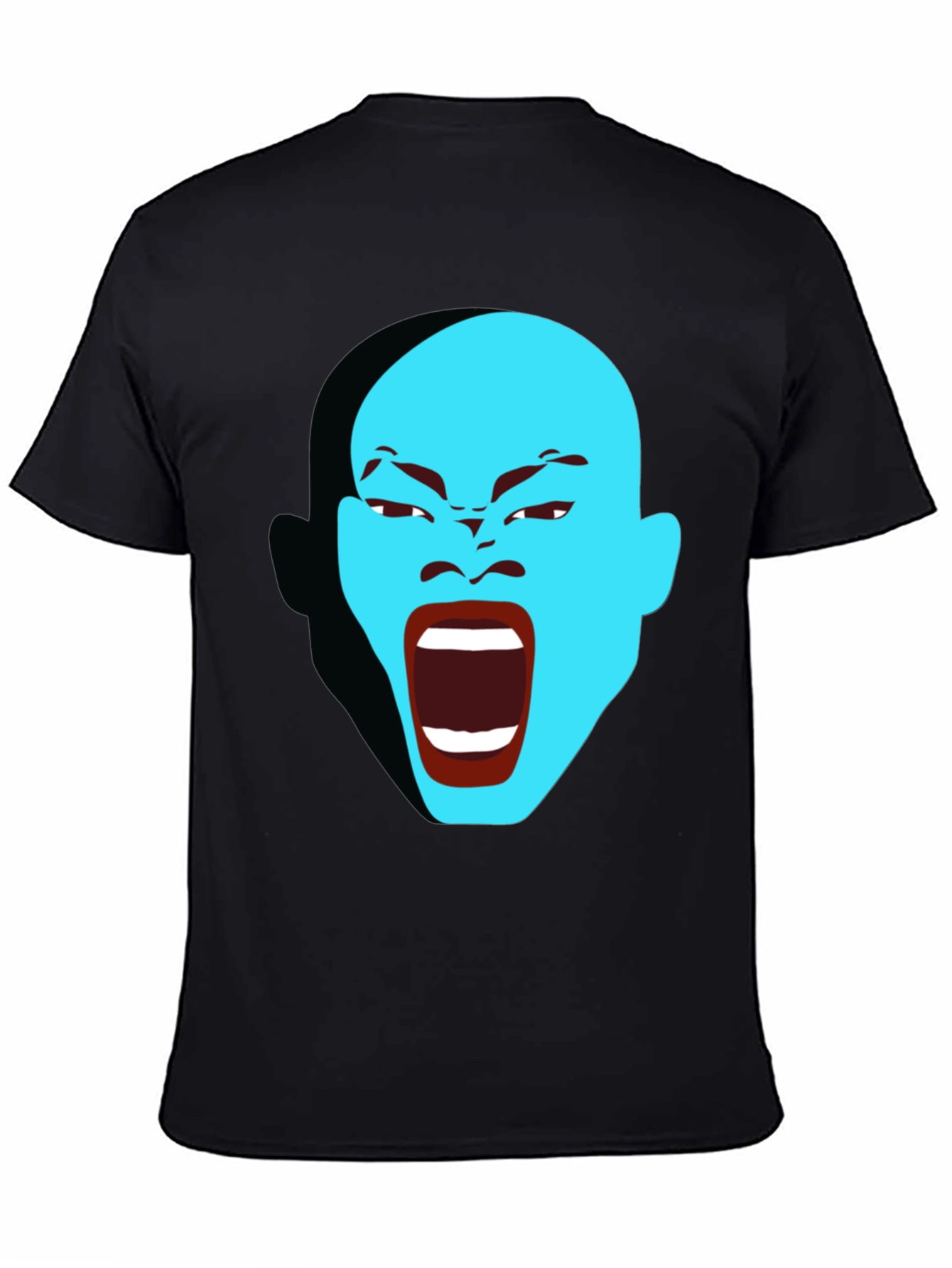 Black Screaming Blue Face Graphic T-Shirt view 4