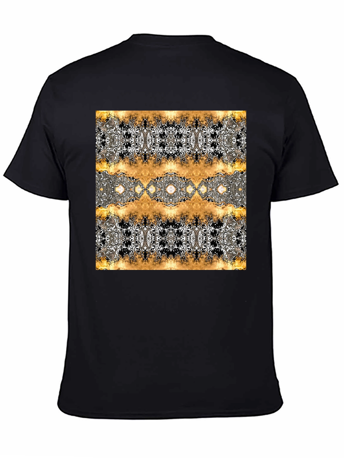 Black Abstract Gold & Black Patterned T-Shirt view 4