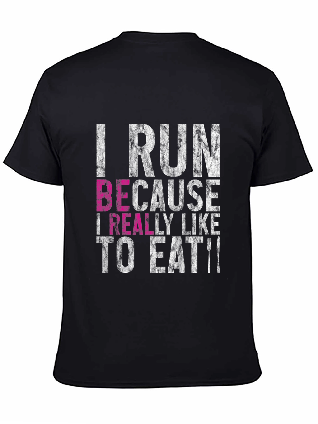 Black I Run Because I Like to Eat Funny T-Shirt view 4