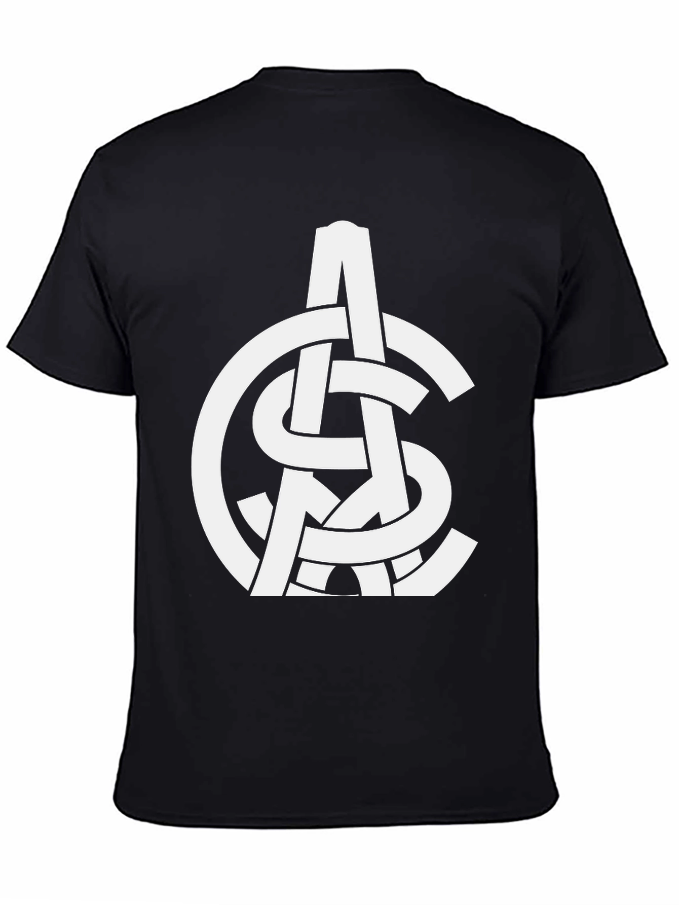 Black Abstract White Logo Print Black T-Shirt view 4