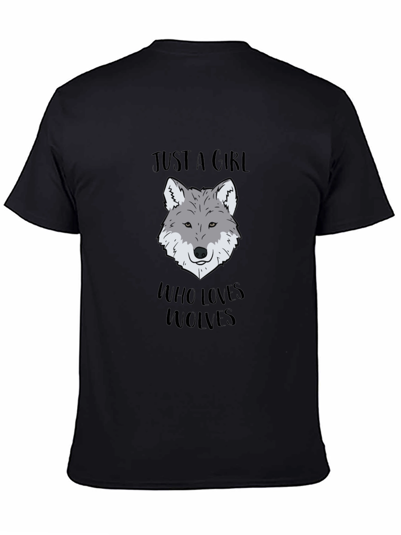 Black Just A Girl Who Loves Wolves T-Shirt view 4