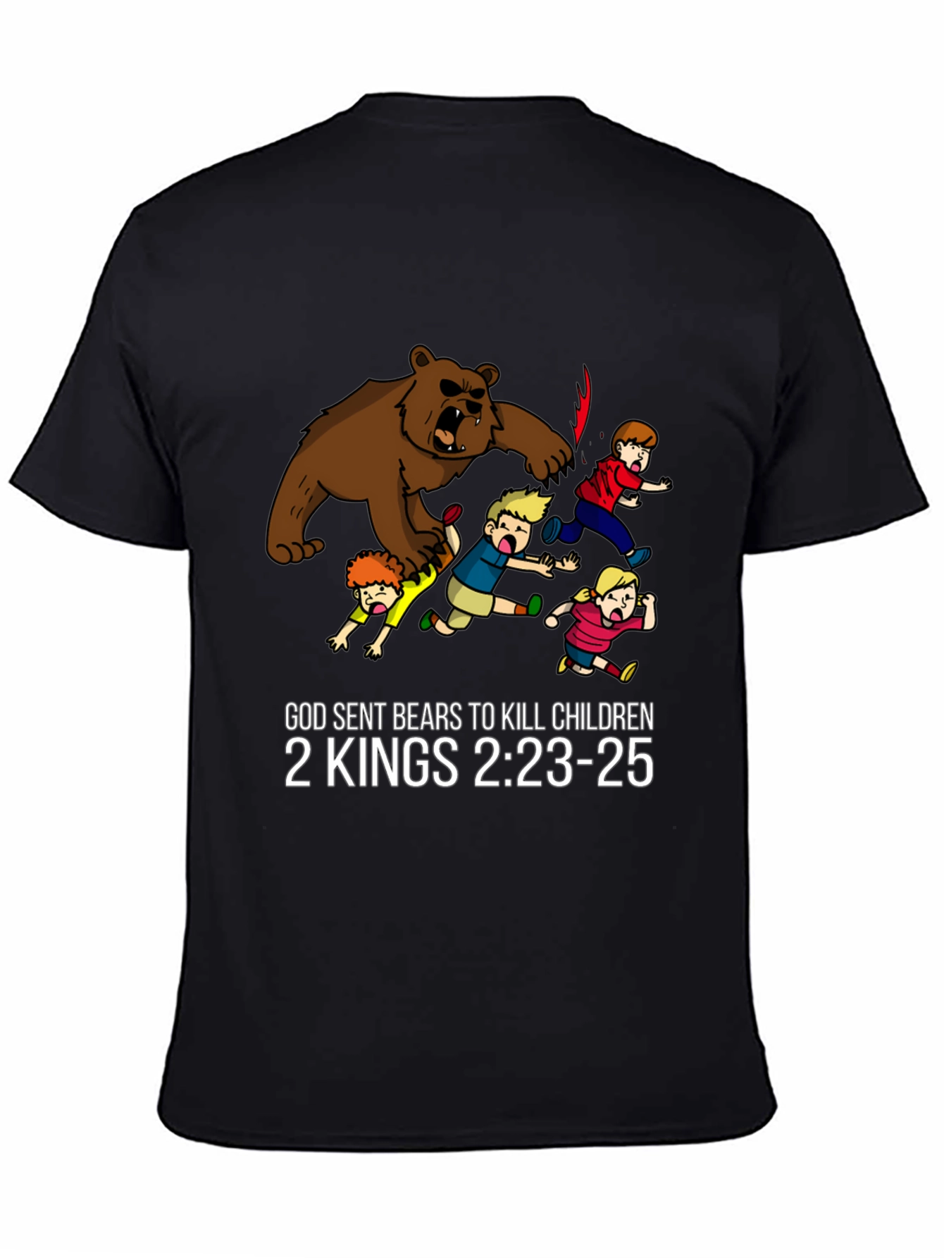 Black God Sent Bears T-Shirt 2 Kings Bible Verse Funny Graphic Tee view 4