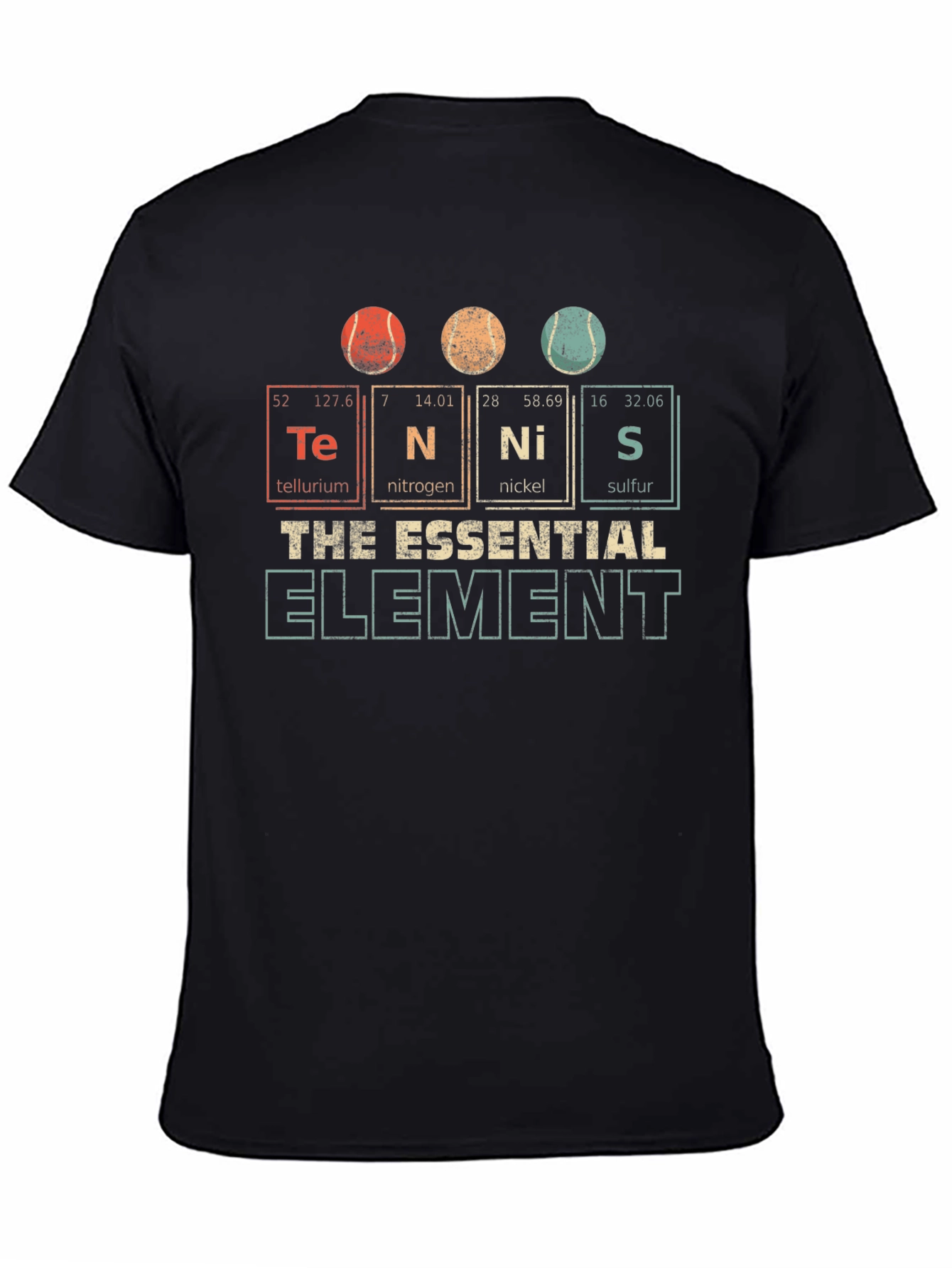 Black Tennis Elements T-Shirt: The Essential Element view 4