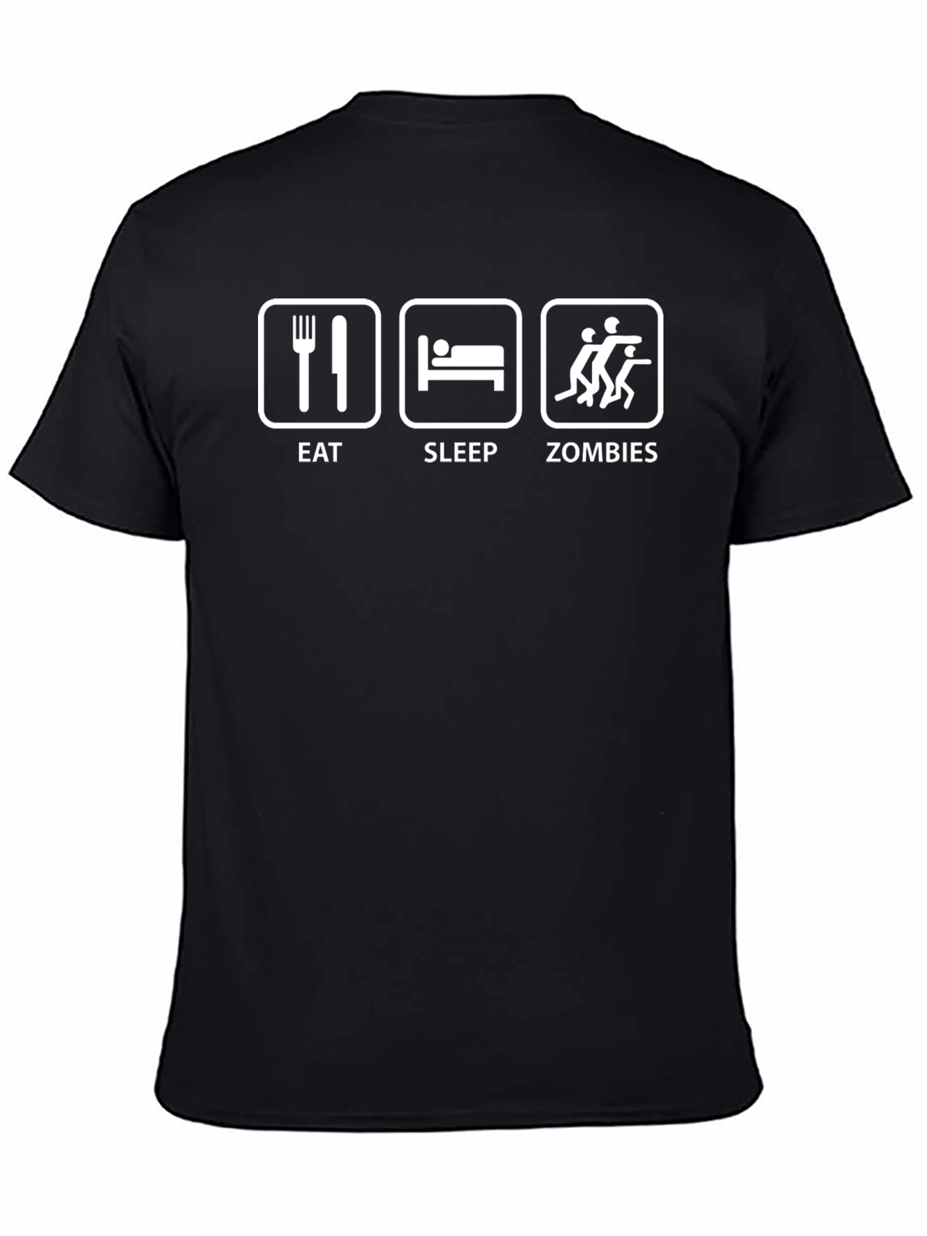 Black Eat Sleep Zombies Funny T-Shirt view 4