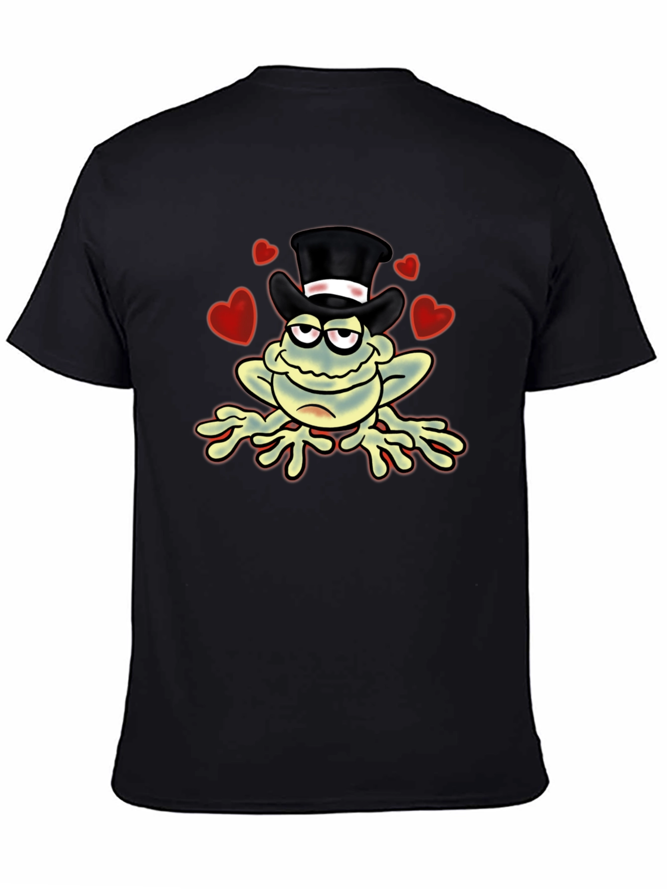 Black Top Hat Frog Graphic Tee - Novelty Cartoon Print T-Shirt view 4
