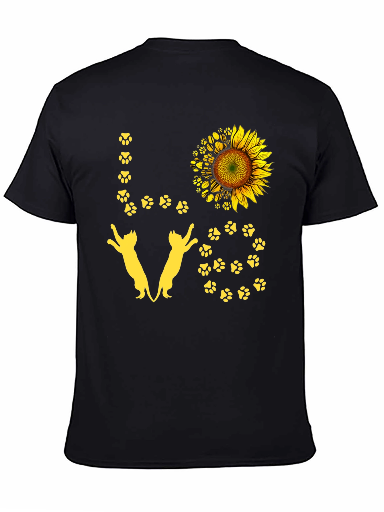 Black Love Cats Sunflower Graphic Tee view 4
