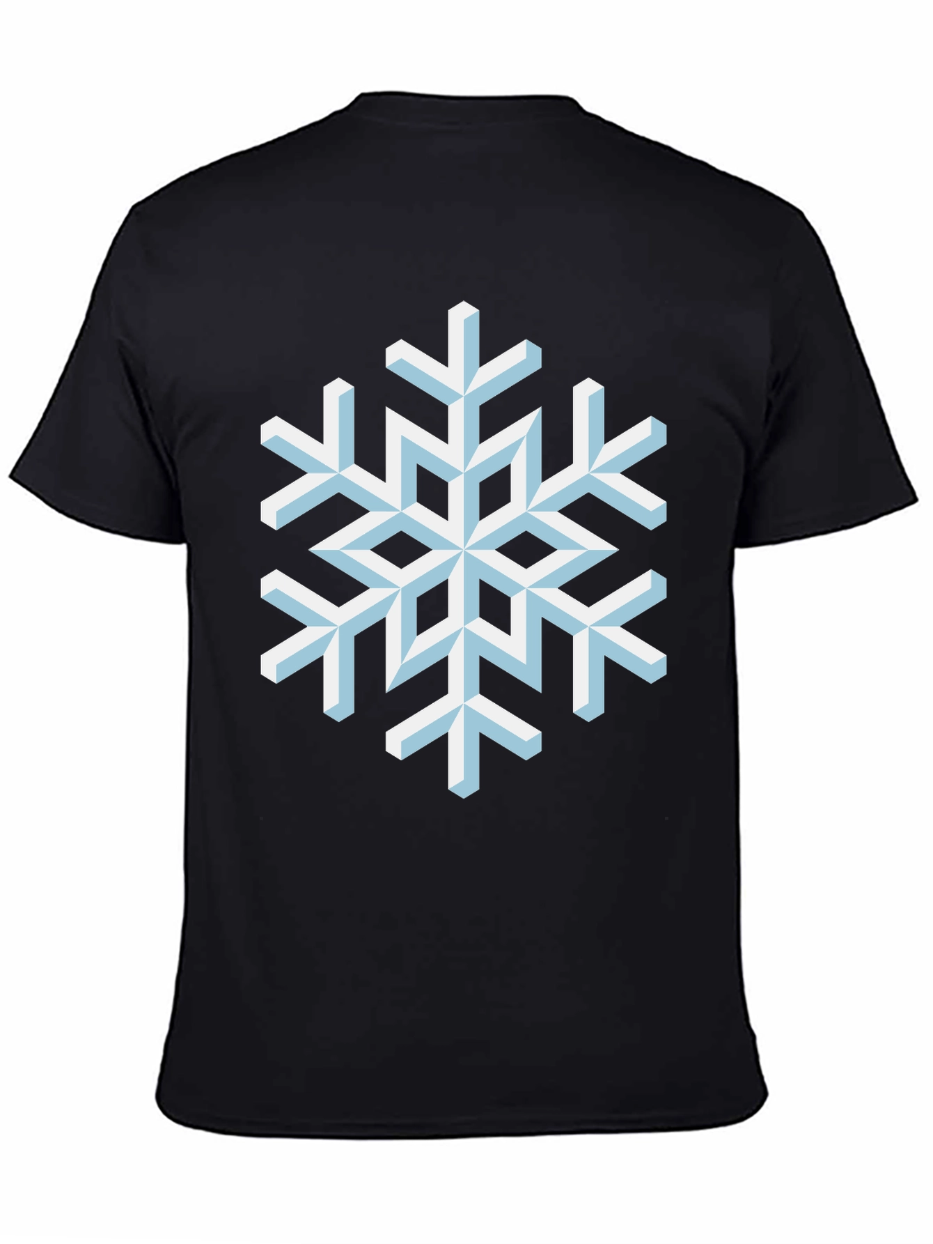 Black Geometric Snowflake Graphic Tee - Black Cotton Shirt view 4
