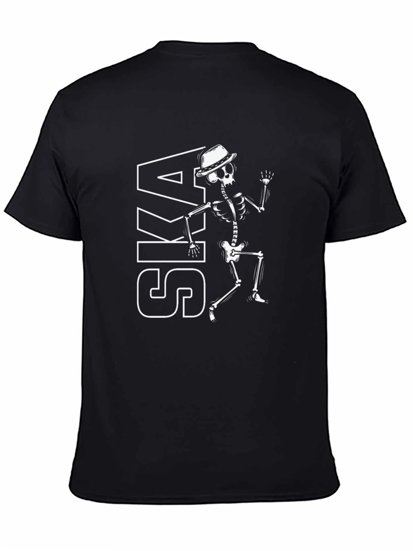 Black Ska Dancing Skeleton T-Shirt - Black Graphic Tee view 4