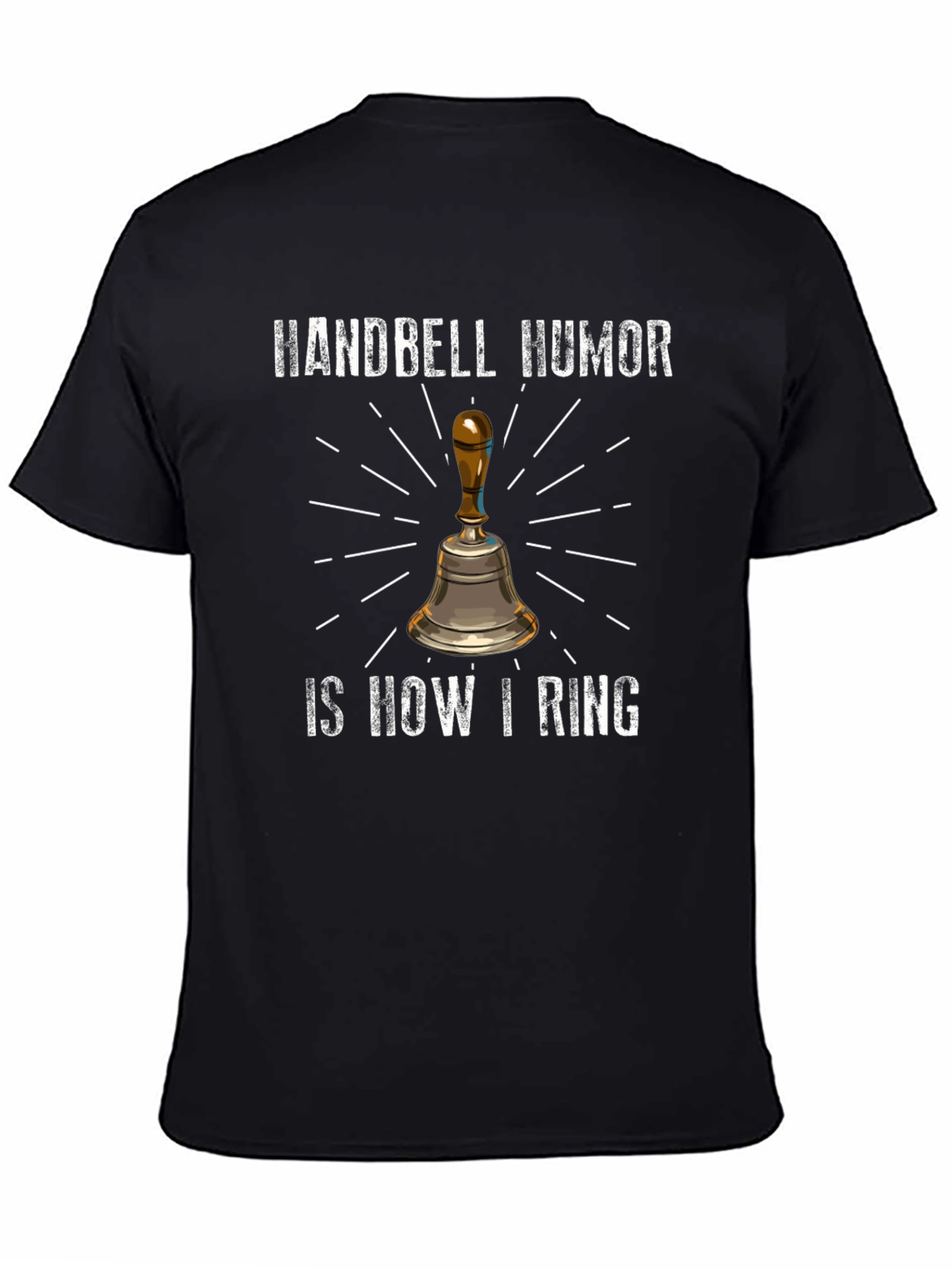 Black Handbell Humor T-Shirt Funny Musician Joke Tee view 4