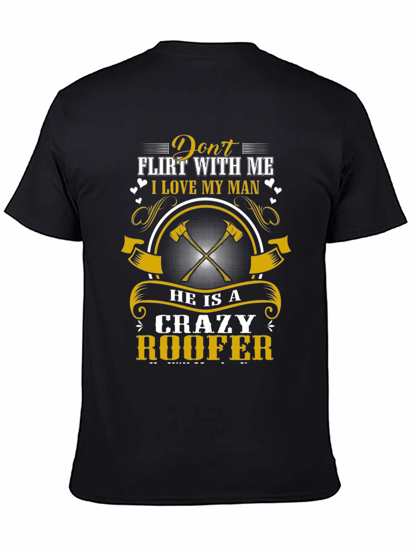Black Crazy Roofer Man's T-Shirt view 4