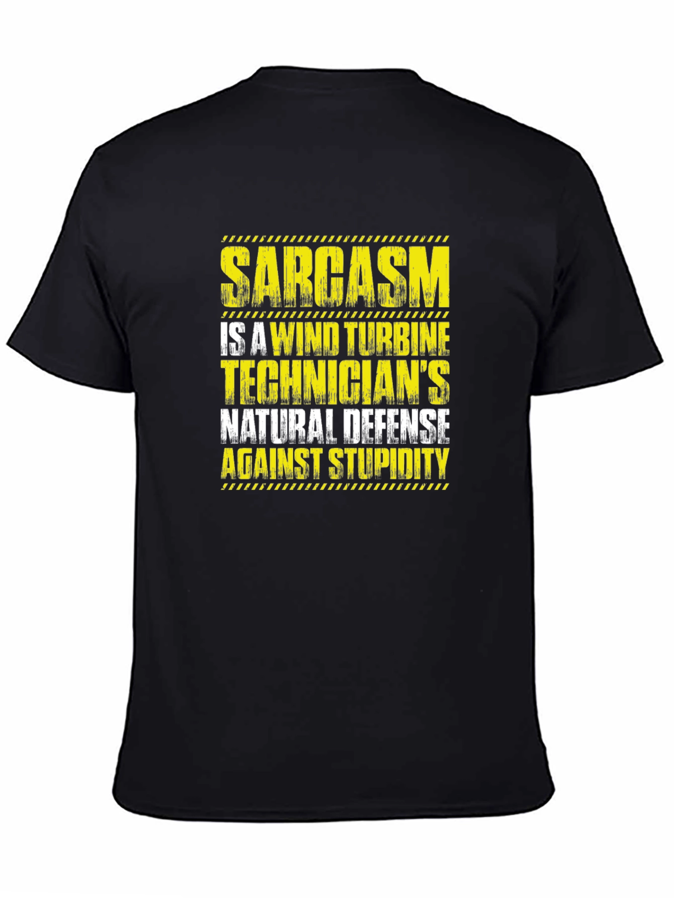 Black Sarcasm Wind Turbine Technician T-Shirt view 4