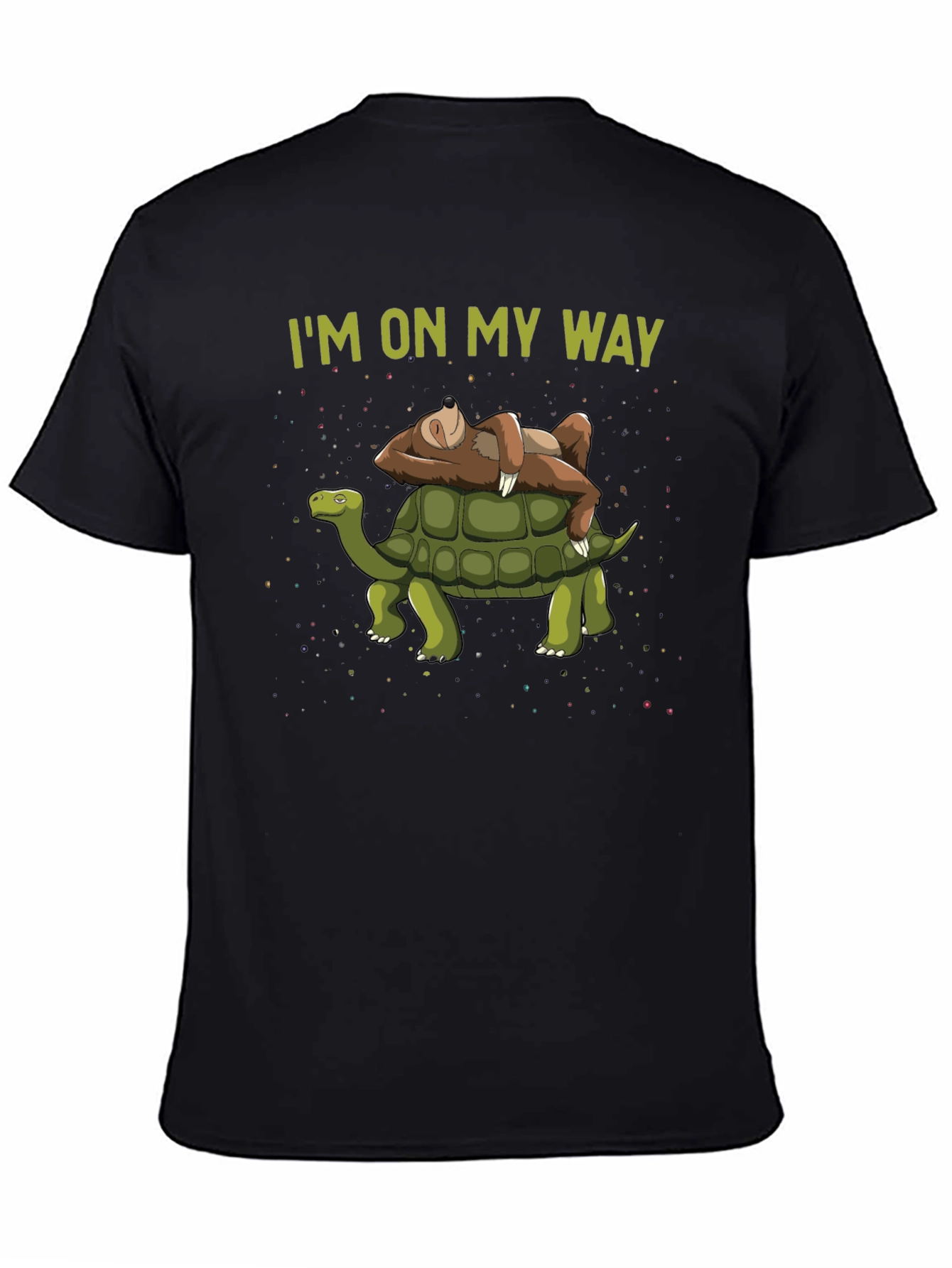 Black I'm On My Way Sloth & Turtle Graphic T-Shirt view 4