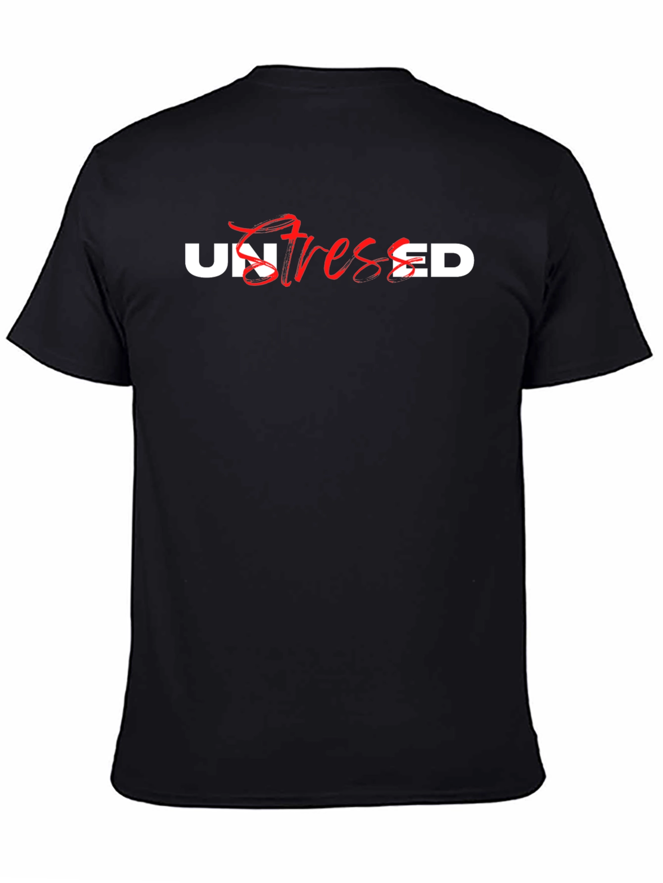 Black Unstressed Graphic Tee - Relaxed Fit Black T-Shirt view 4