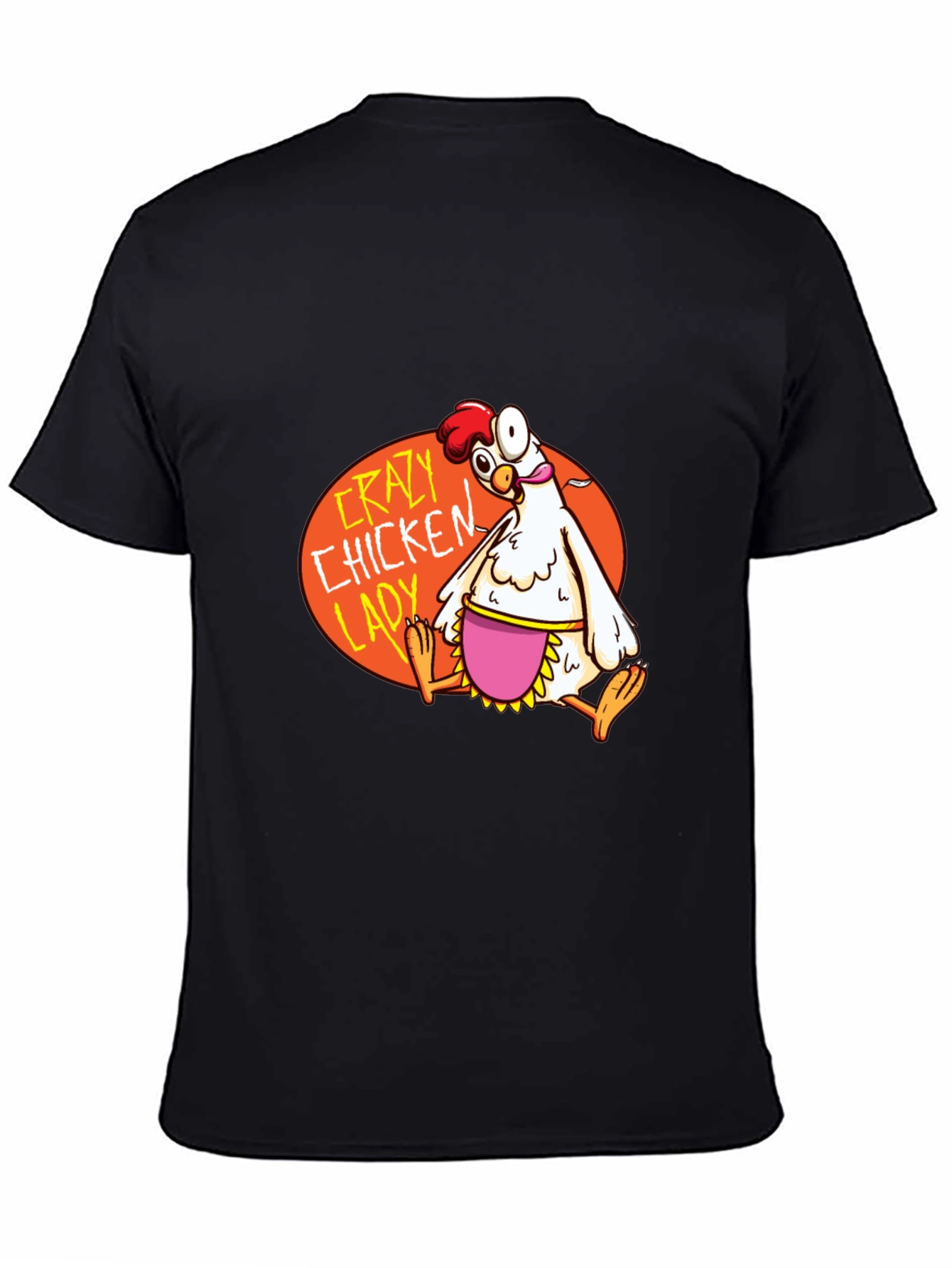 Black Crazy Chicken Lady Graphic T-Shirt view 4