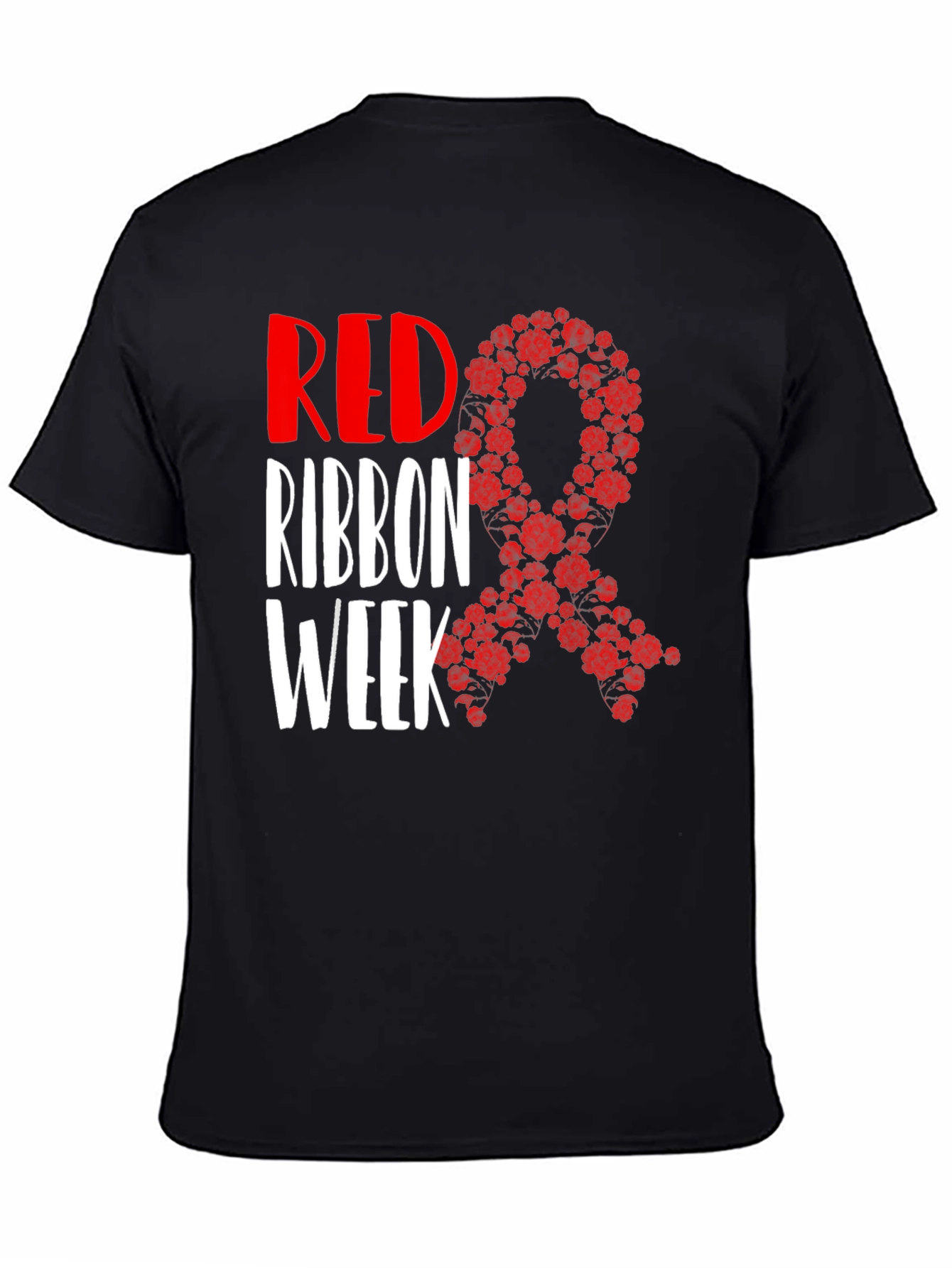 Black Red Ribbon Week T-Shirt Black view 4