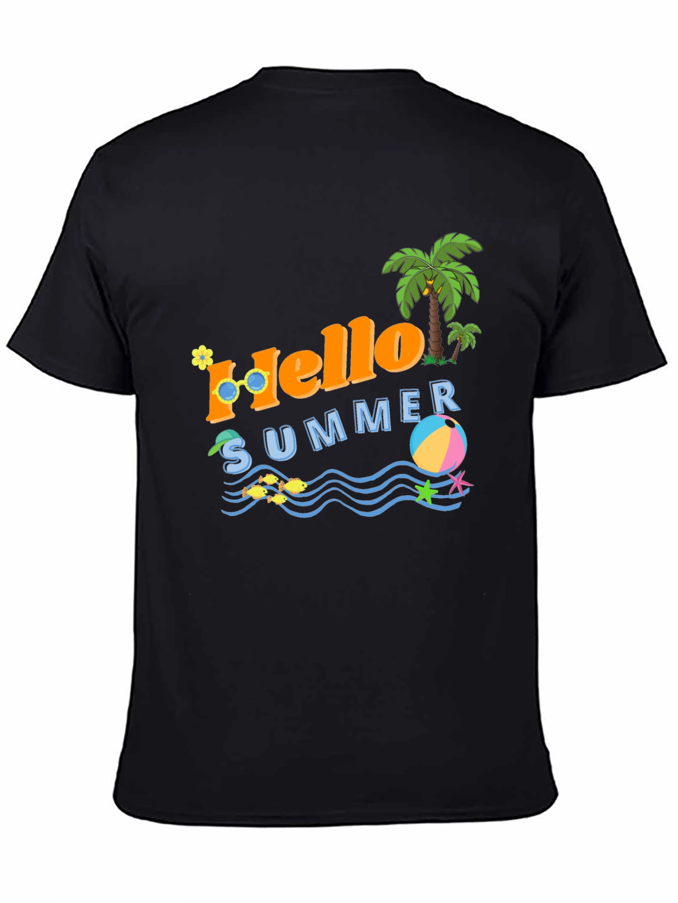 Black Hello Summer Graphic T-Shirt - Vacation Ready view 4