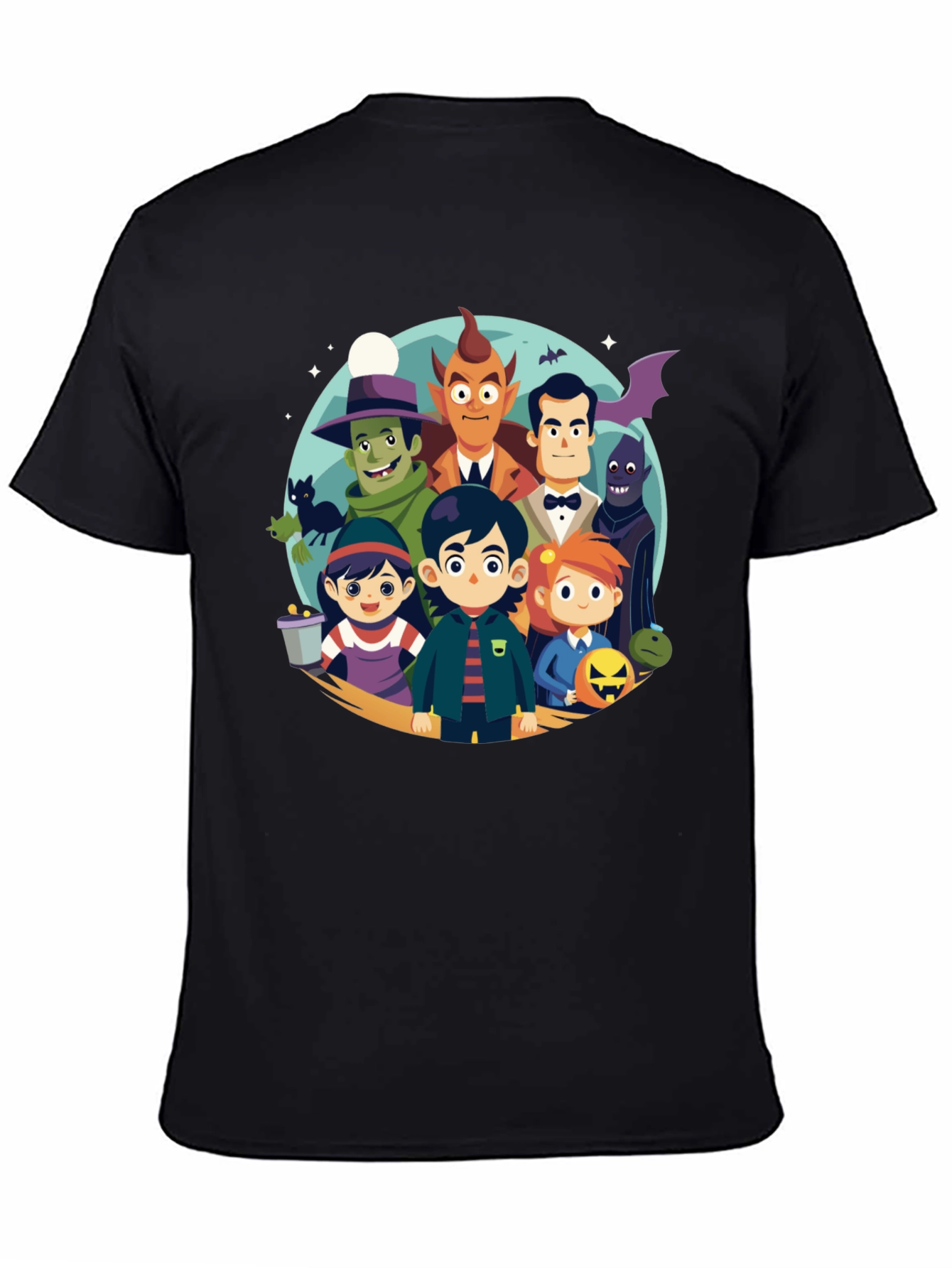 Black Cartoon Monster Squad Black T-Shirt view 4