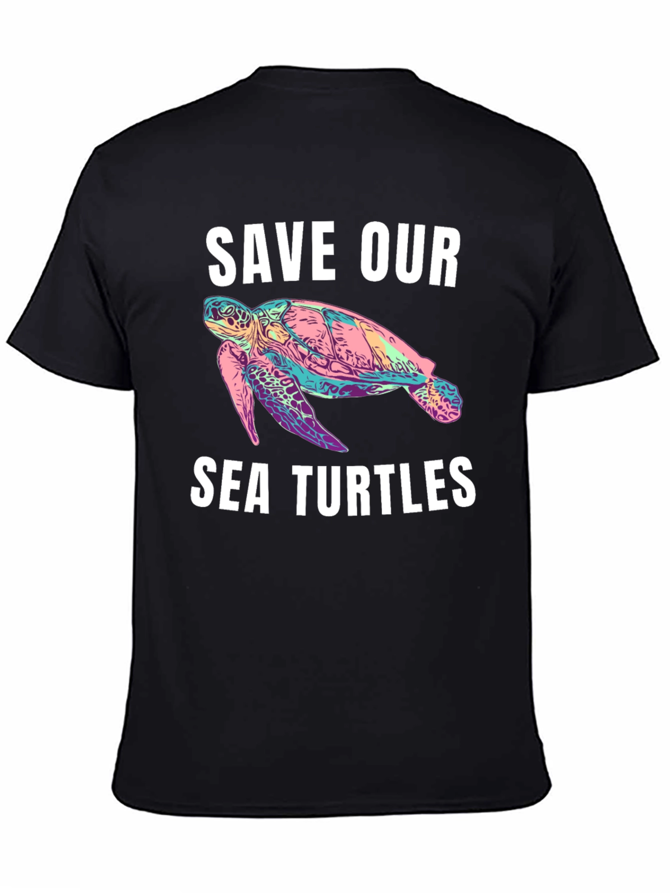 Black Save Our Sea Turtles Graphic Tee - Black view 4