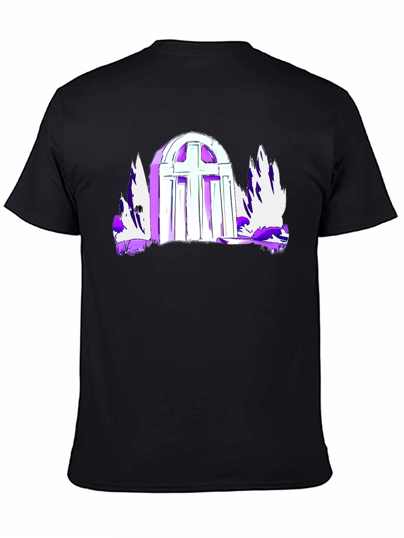 Black Gothic Cross Graphic Tee - Black view 4