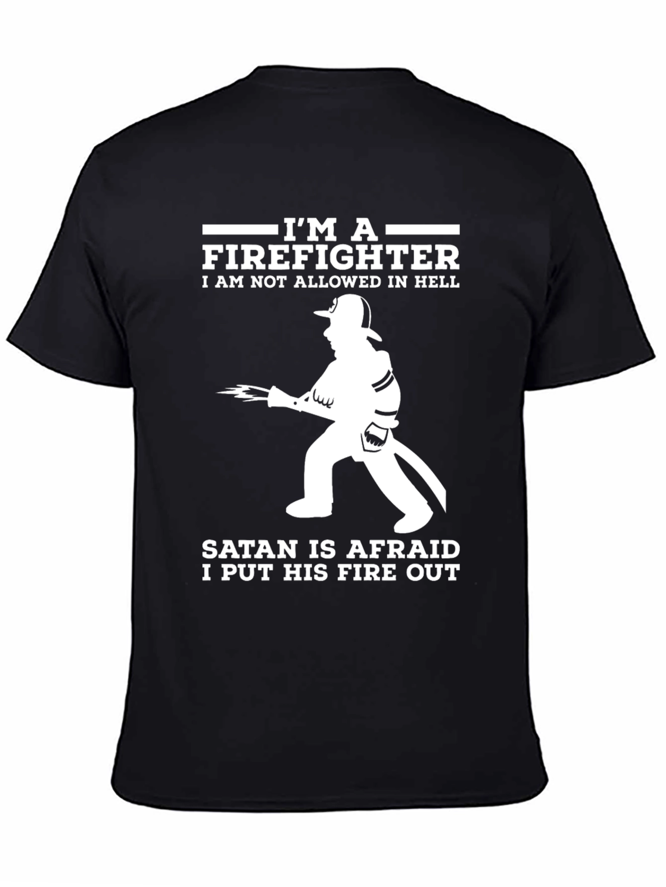 Black Firefighter Graphic Tee - Satan Afraid view 4