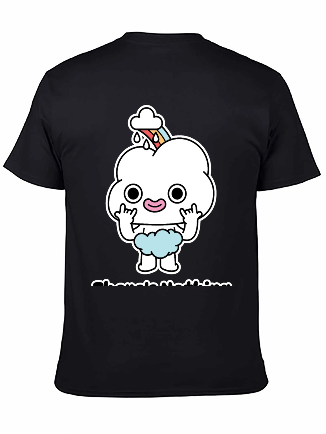 Black Funny Cartoon Cloud T-Shirt  view 4