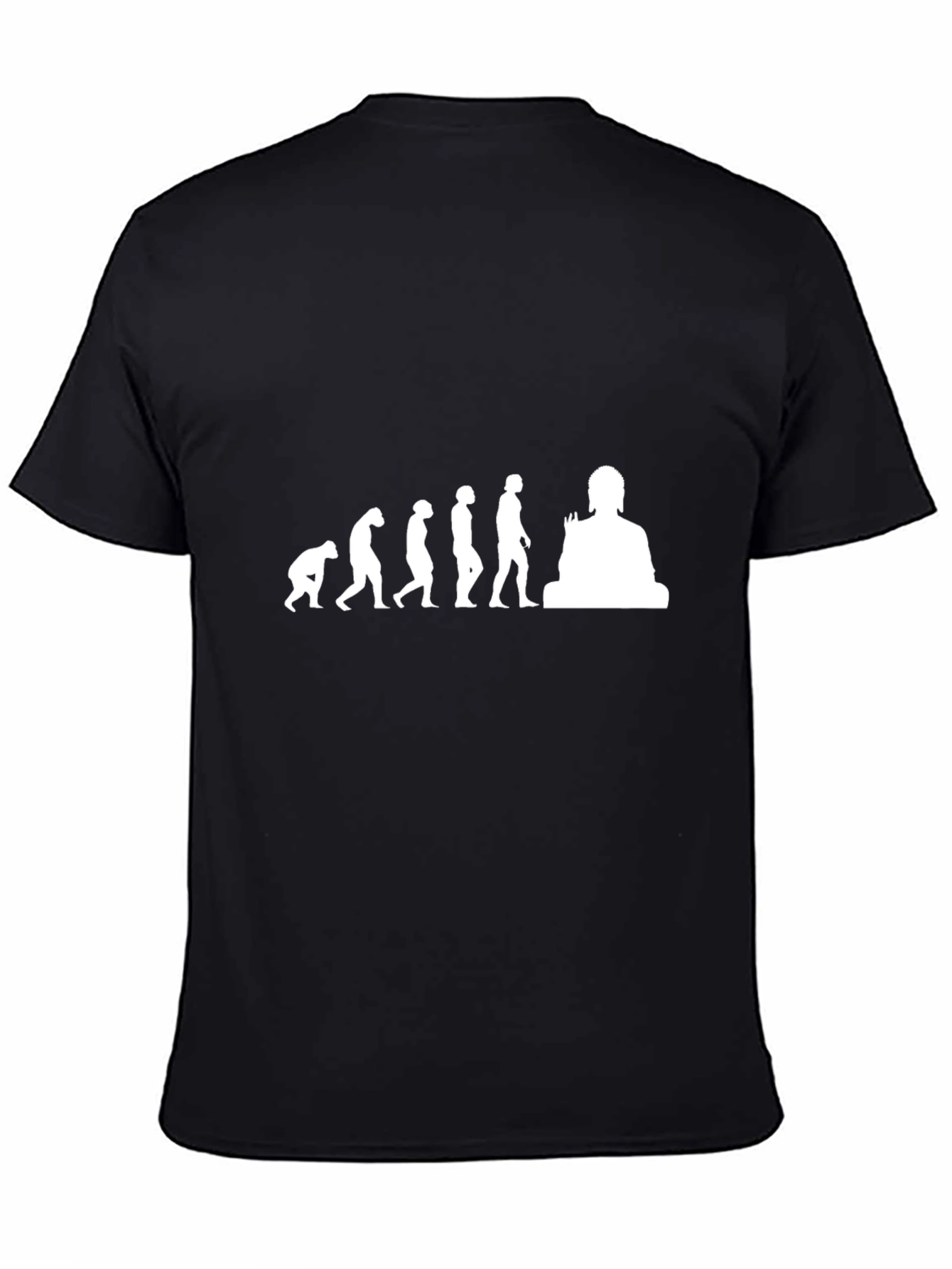 Black Evolution of Man to Buddha T-Shirt - Black view 4