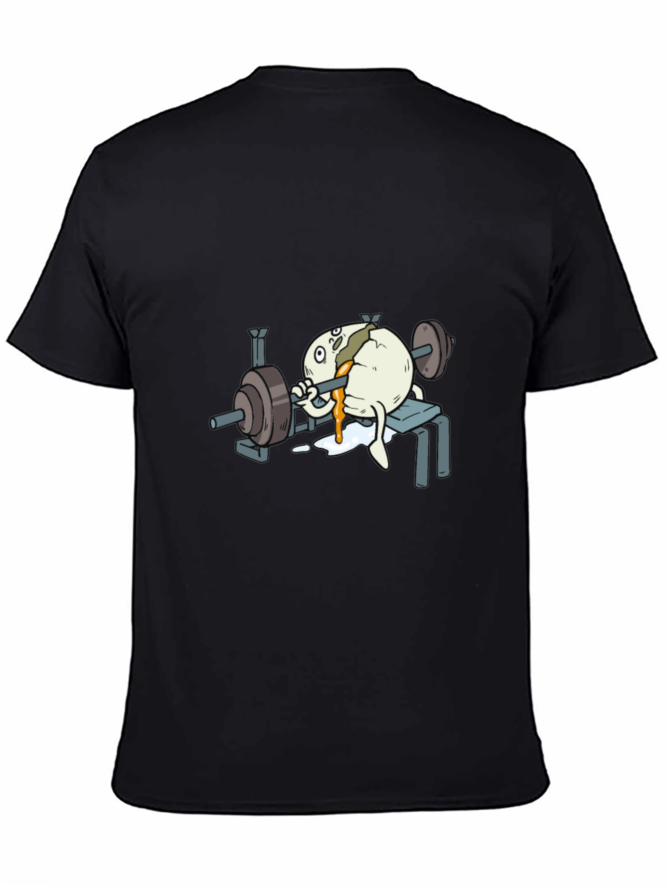 Black Funny Egg Lifting Weights T-Shirt view 4