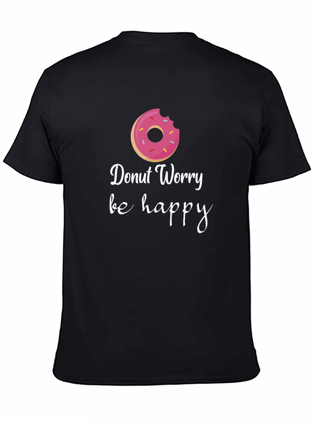 Black Donut Worry Be Happy Graphic Tee - Black view 4