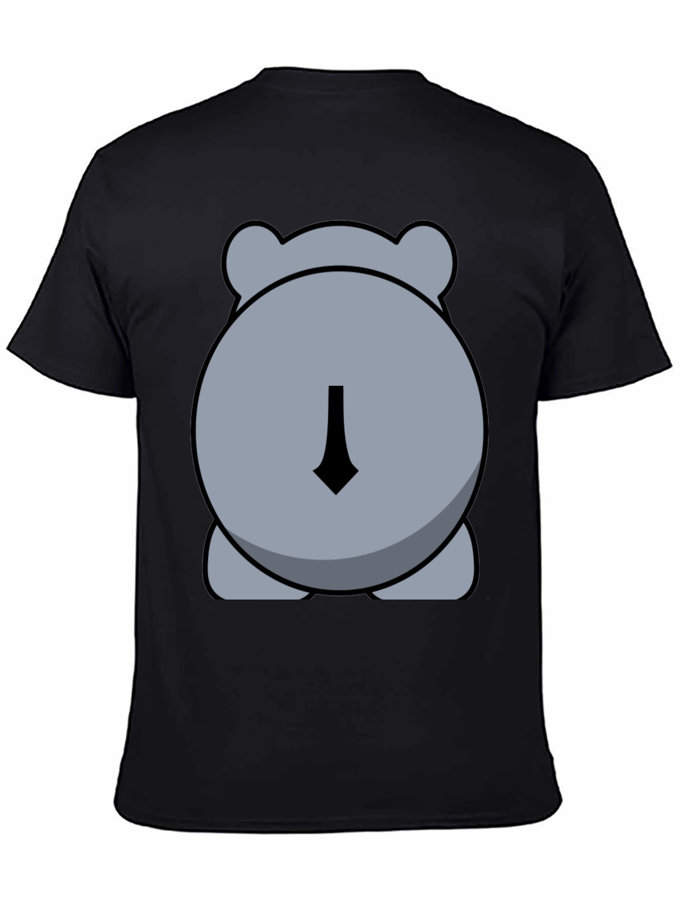 Black Cute Hippo Butt Black Graphic Tee Shirt view 4
