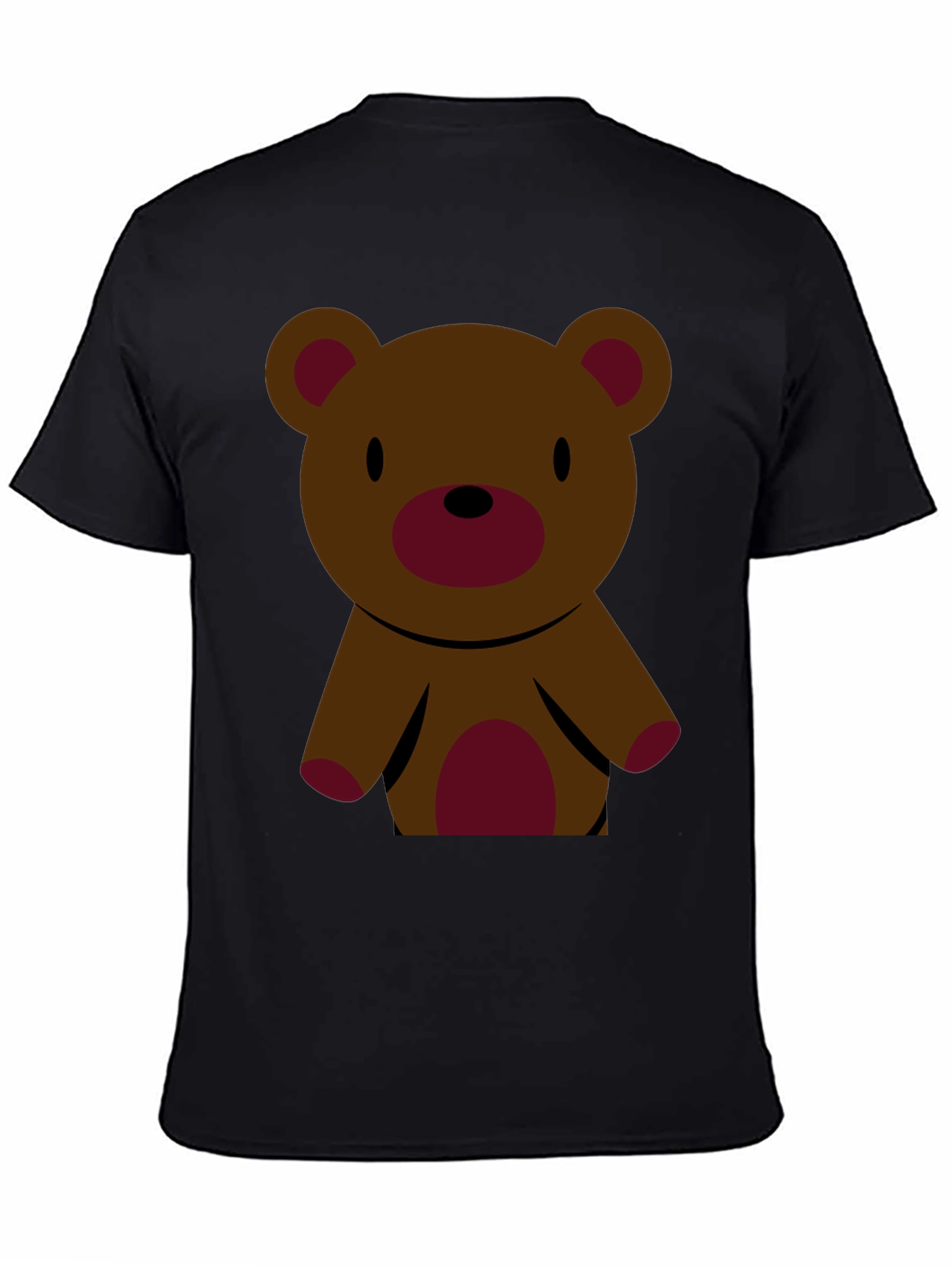 Black Cute Teddy Bear Graphic Tee - Black Cotton T-Shirt view 4