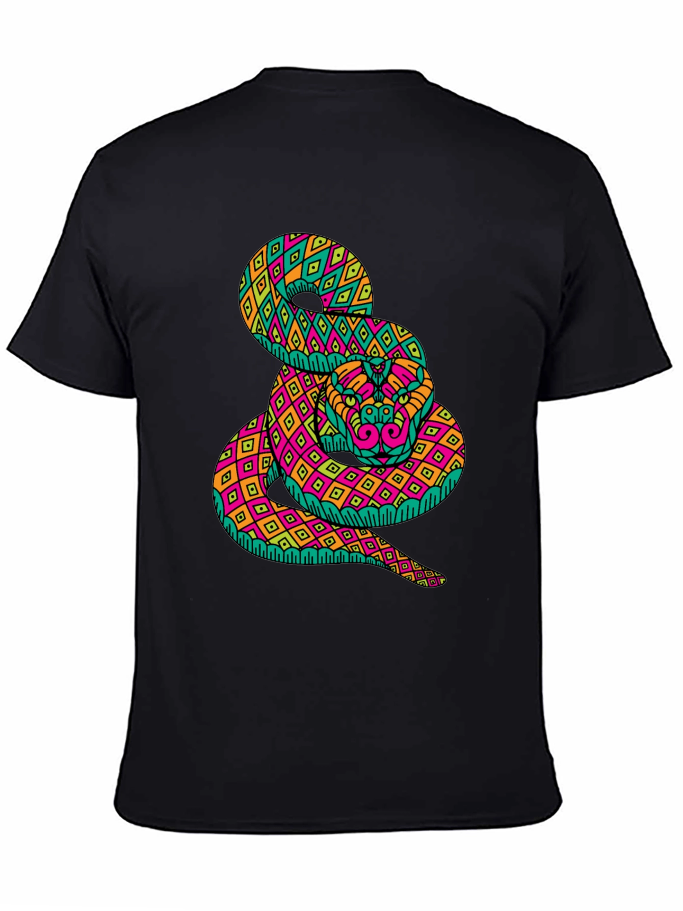 Black Psychedelic Snake Graphic Tee - Bold Black T-Shirt view 4