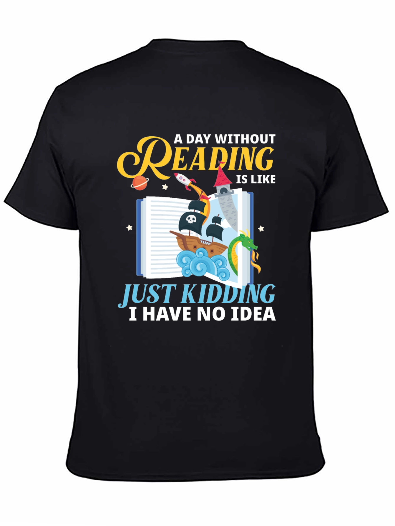 Black Funny Reading T-Shirt - Book Lover Gift view 4