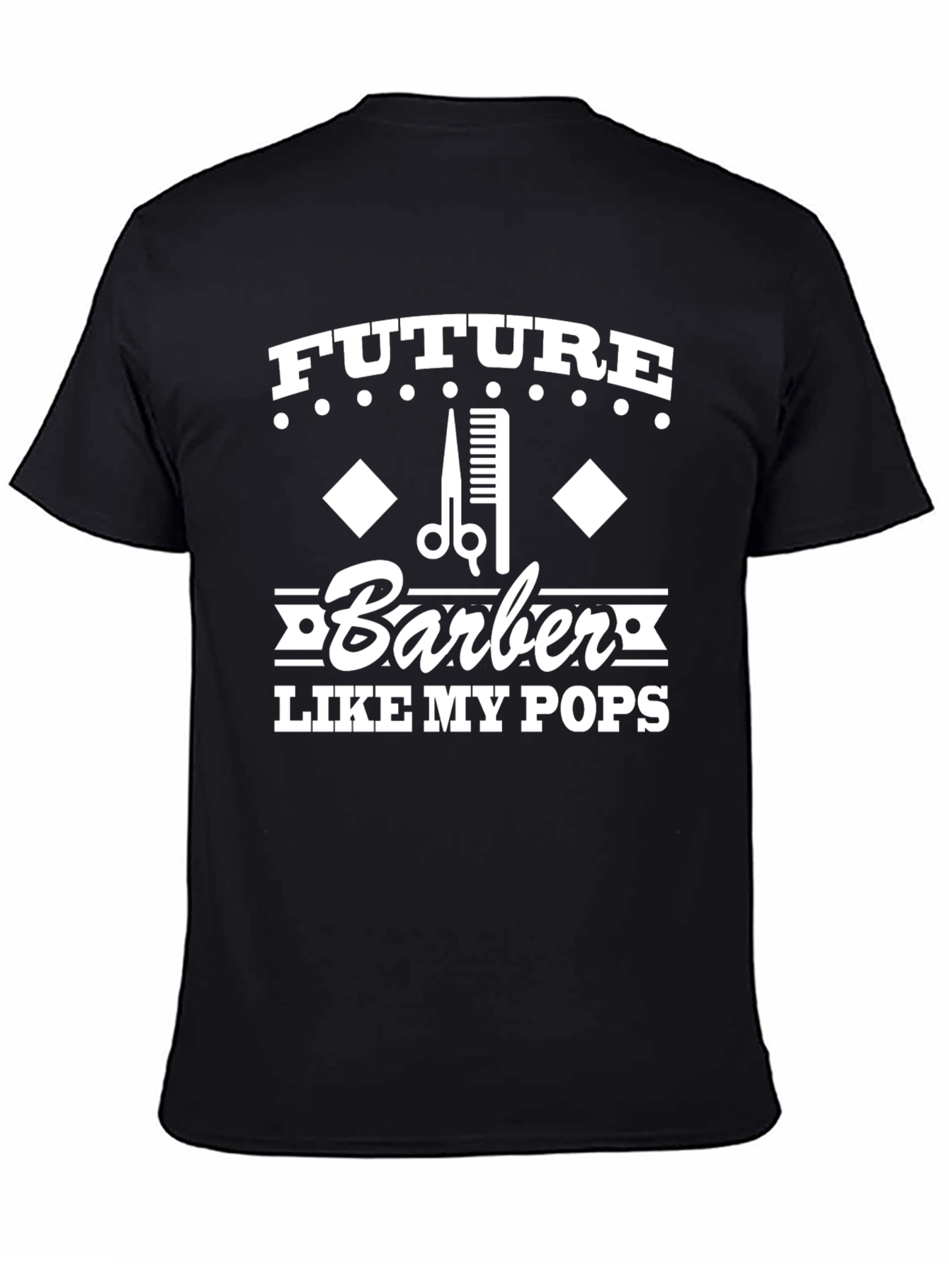 Black Future Barber Like My Pops Black Graphic T-Shirt view 4