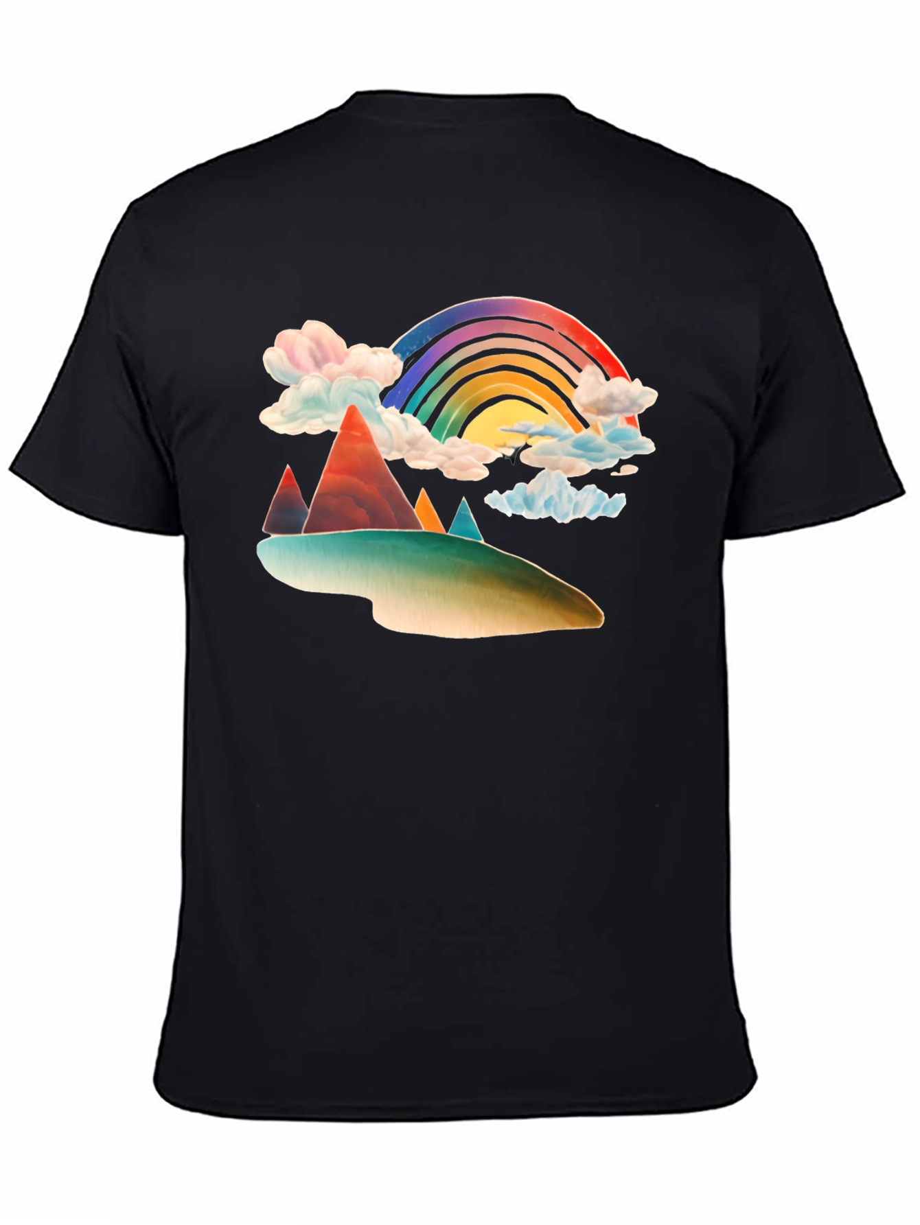 Black Rainbow Mountain Graphic Tee - Black Cotton Blend view 4