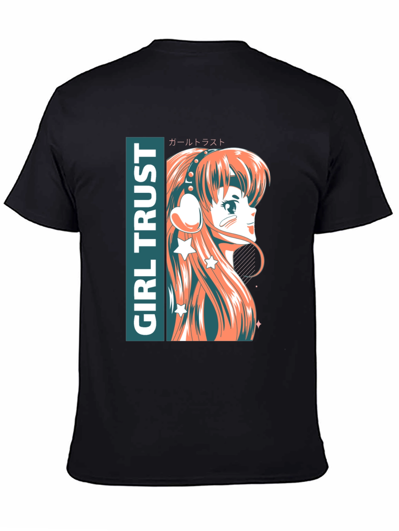 Black Anime Girl Trust Graphic Tee - Stylish Unisex T-Shirt view 4