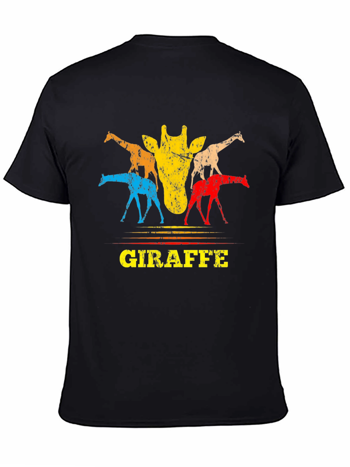 Black Retro Giraffe Graphic Tee - Unisex Crew Neck T-Shirt view 4