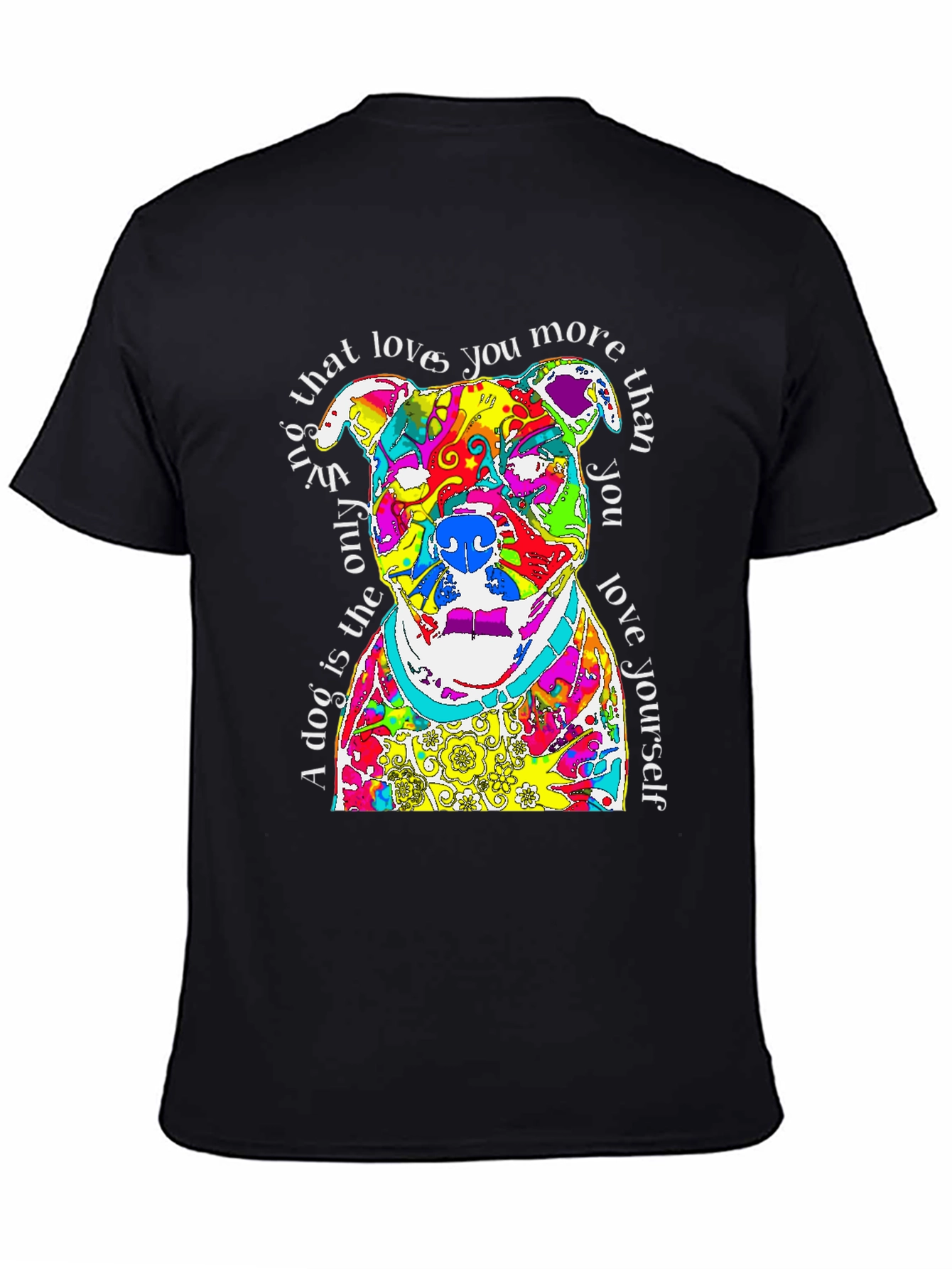 Black Colorful Dog Lover T-Shirt - Pitbull Design view 4