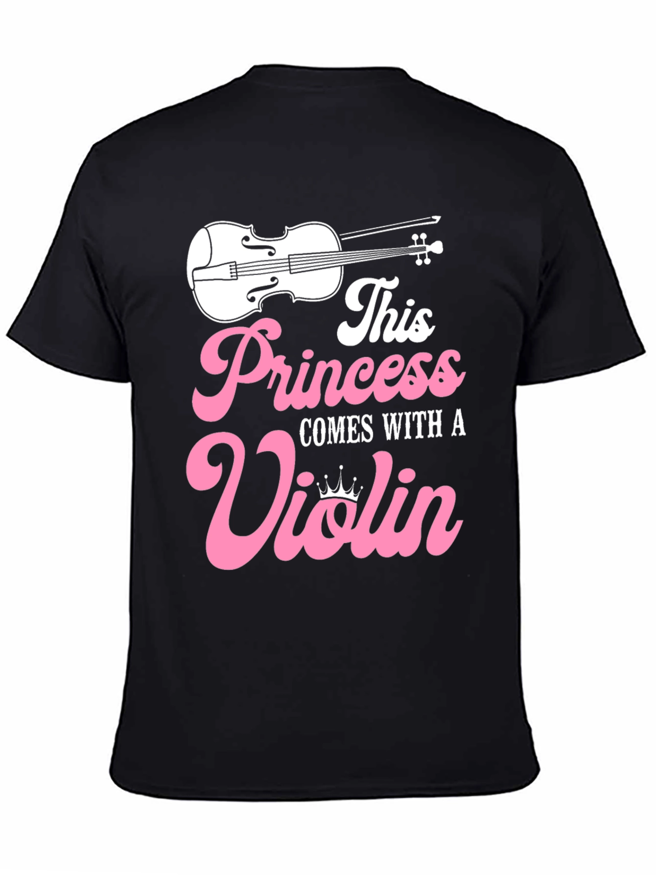 Black Princess Violin T-Shirt - Musician Girl Tee view 4