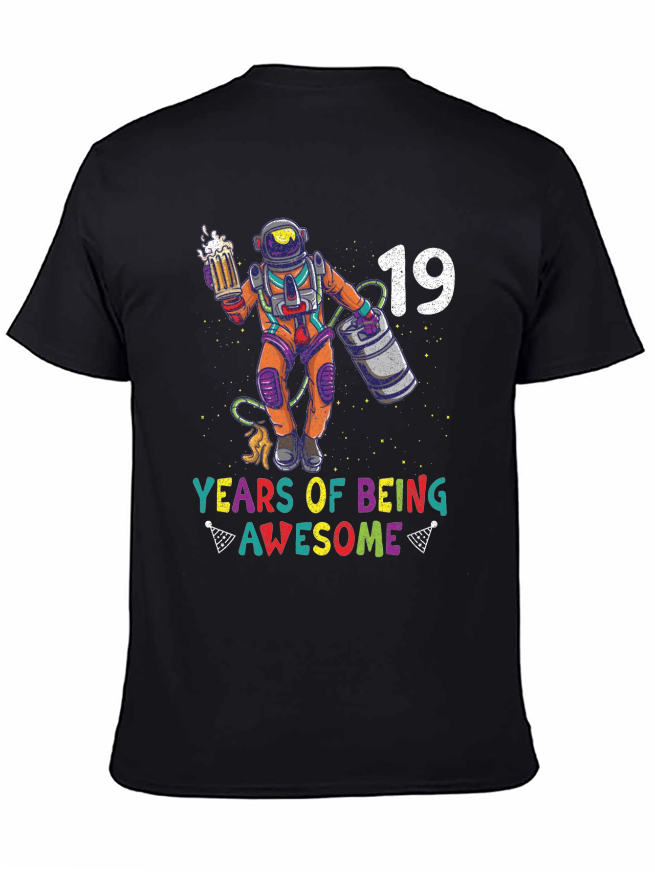 Black 19 Years of Being Awesome Graphic T-Shirt view 4