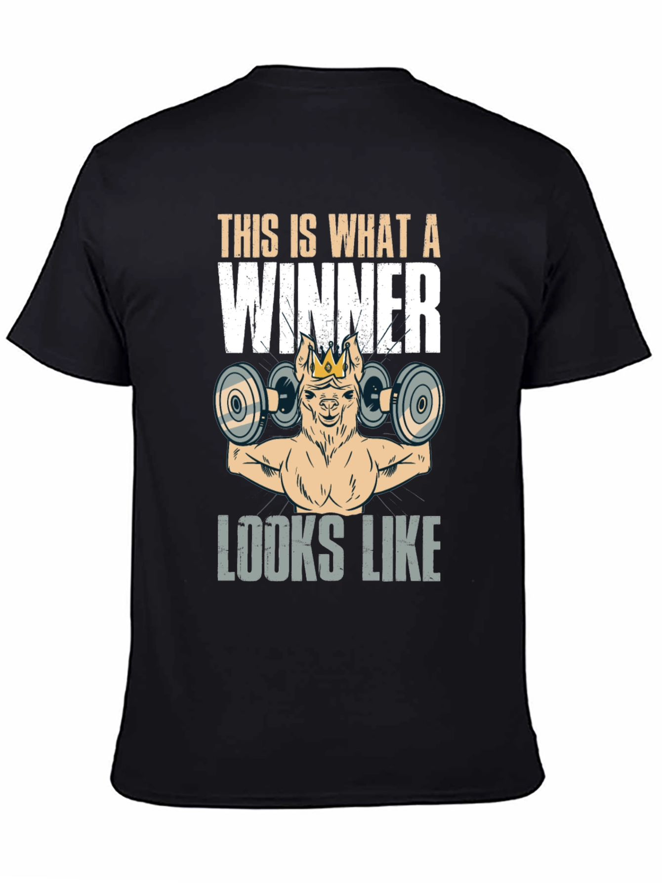 Black Winner Llama Gym Black T-Shirt view 4