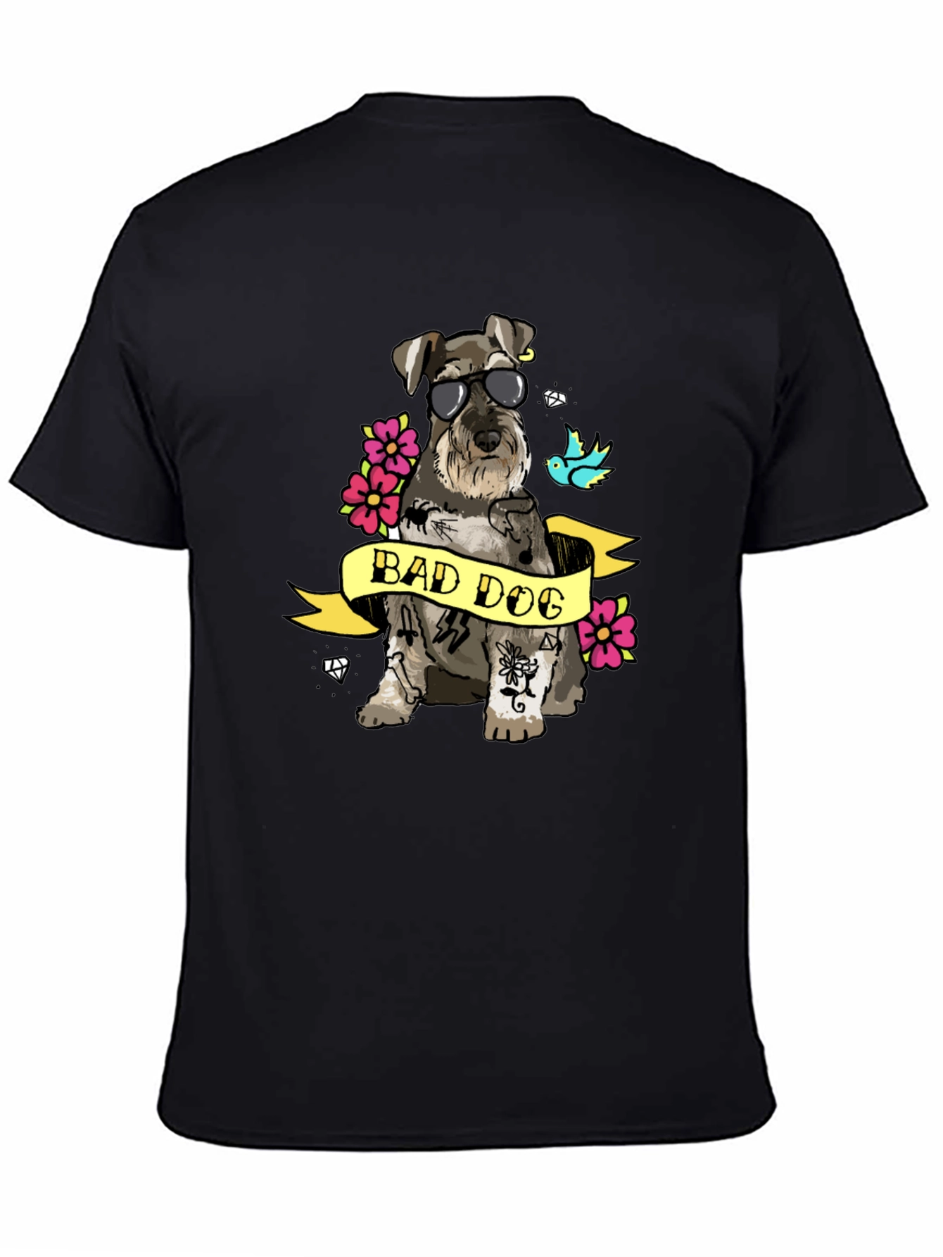 Bad Dog T-Shirt - Graphic Tee with Tattooed Schnauzer - 4