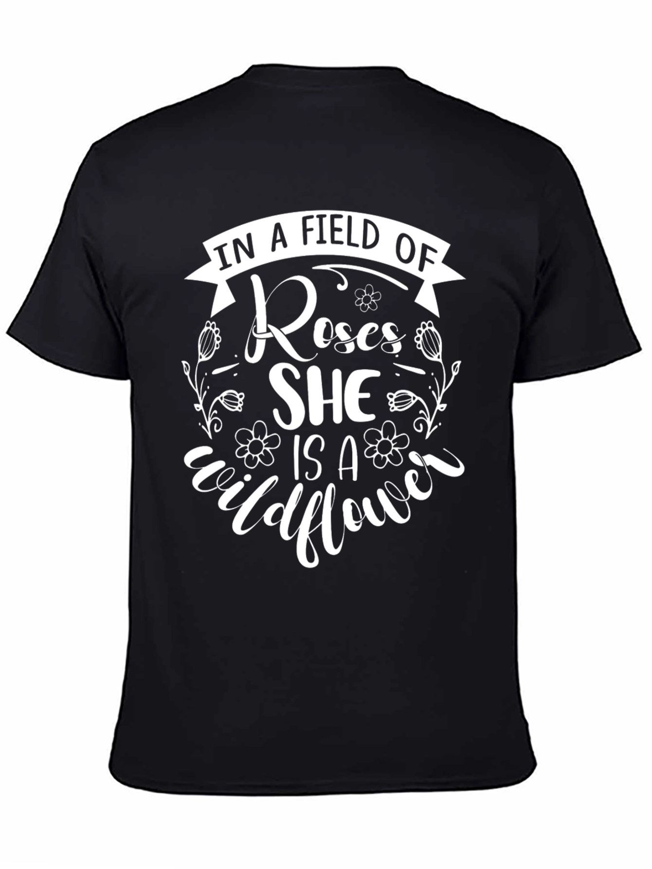 Black Wildflower Graphic T-Shirt - Floral Design view 4