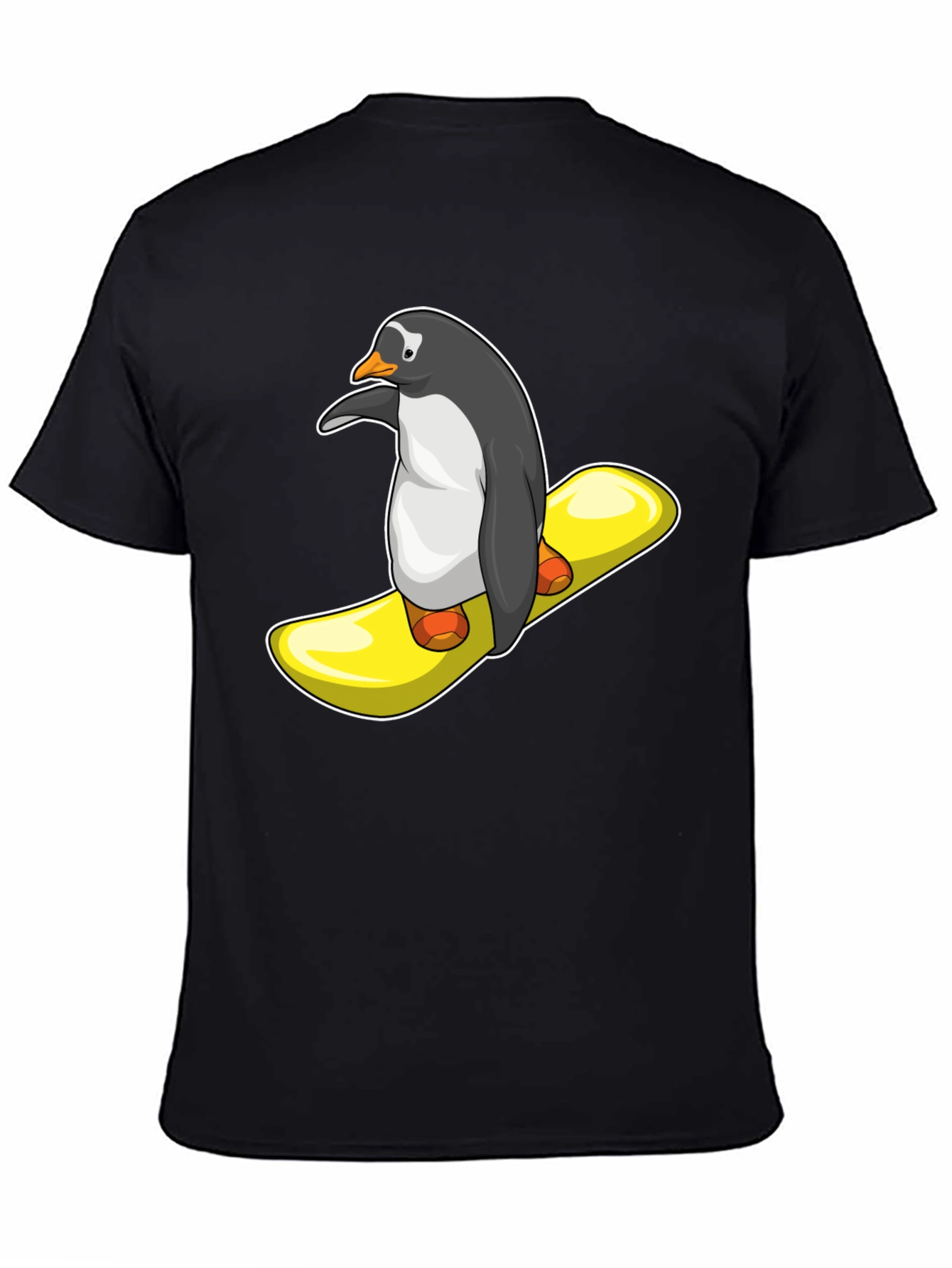 Black Penguin Snowboard T-Shirt - Unique Graphic Tee view 4