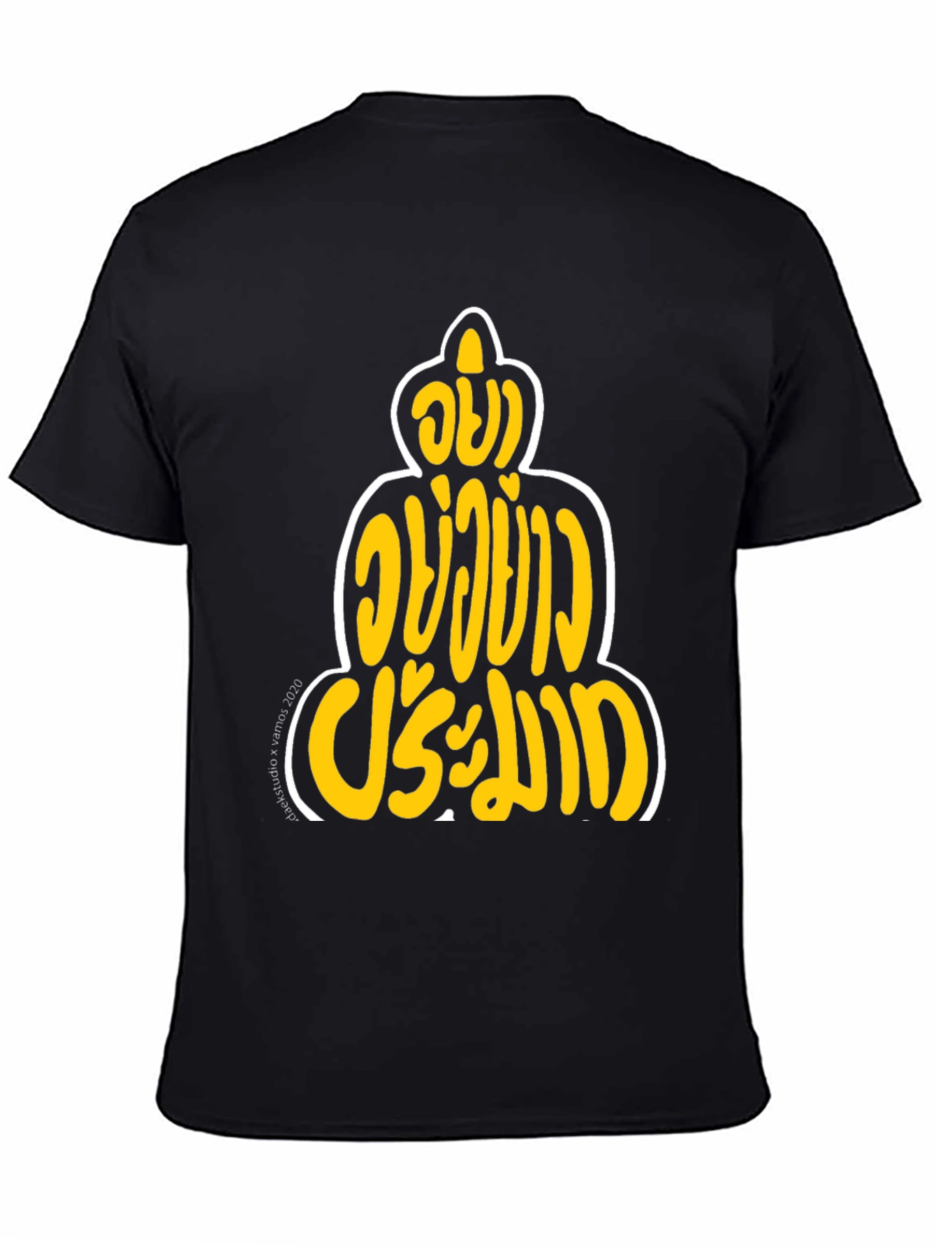 Black Black T-Shirt with Thai Buddha Graphic Print view 4