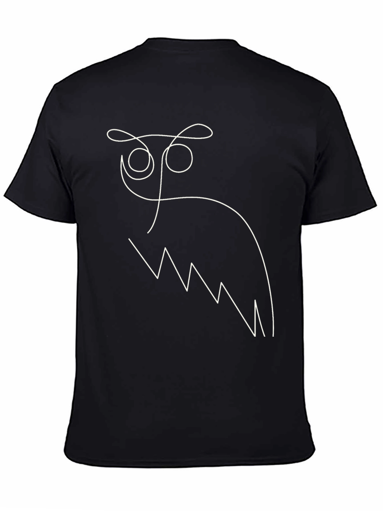 Black Abstract Owl Graphic T-Shirt - Black view 4
