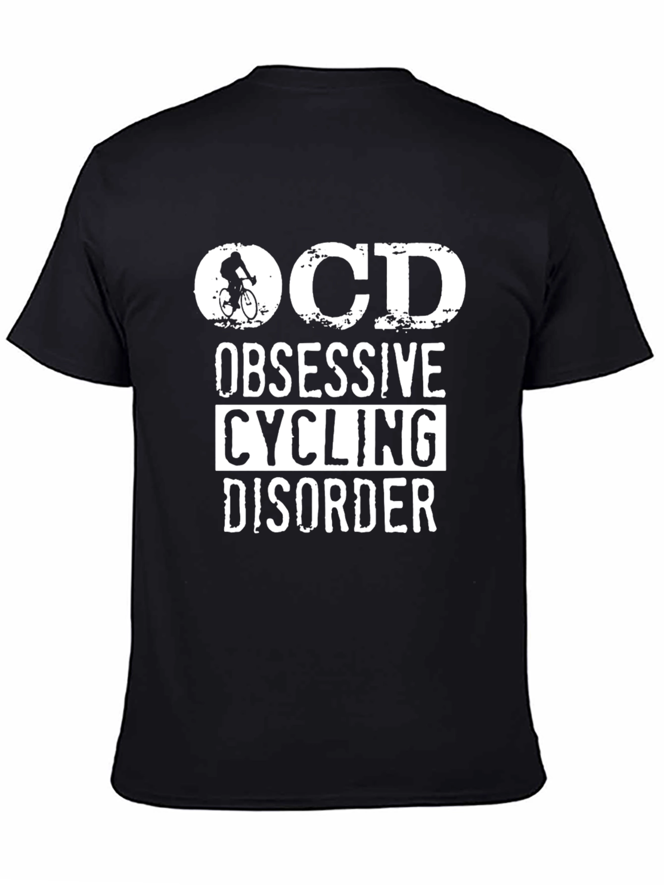 Black OCD Obsessive Cycling Disorder Funny T-Shirt view 4