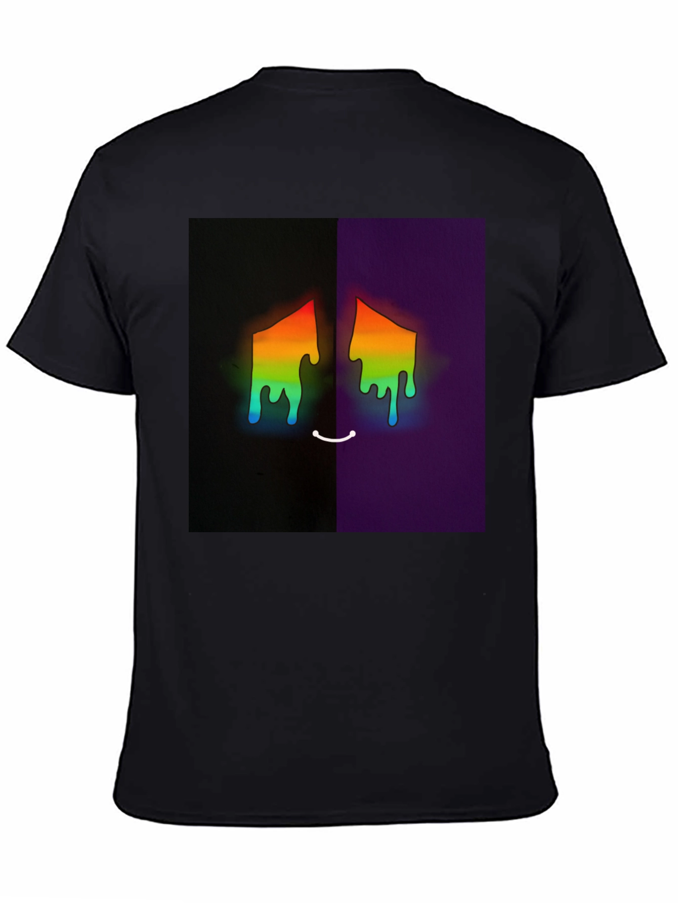 Black Rainbow Drip Face Graphic Tee - Unisex Black T-Shirt view 4