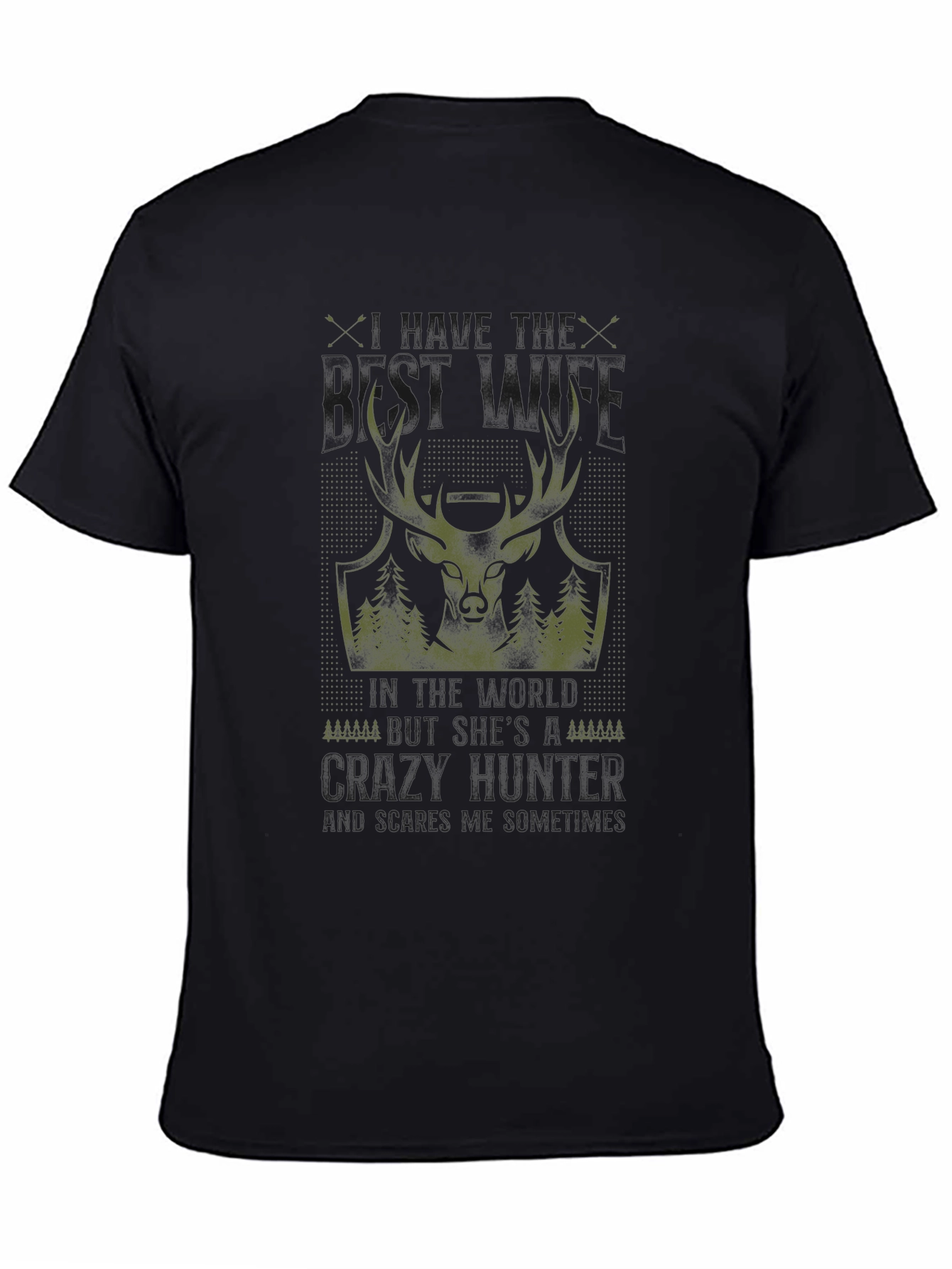 Black Deer Hunter Graphic Tee - Black Cotton T-Shirt view 4