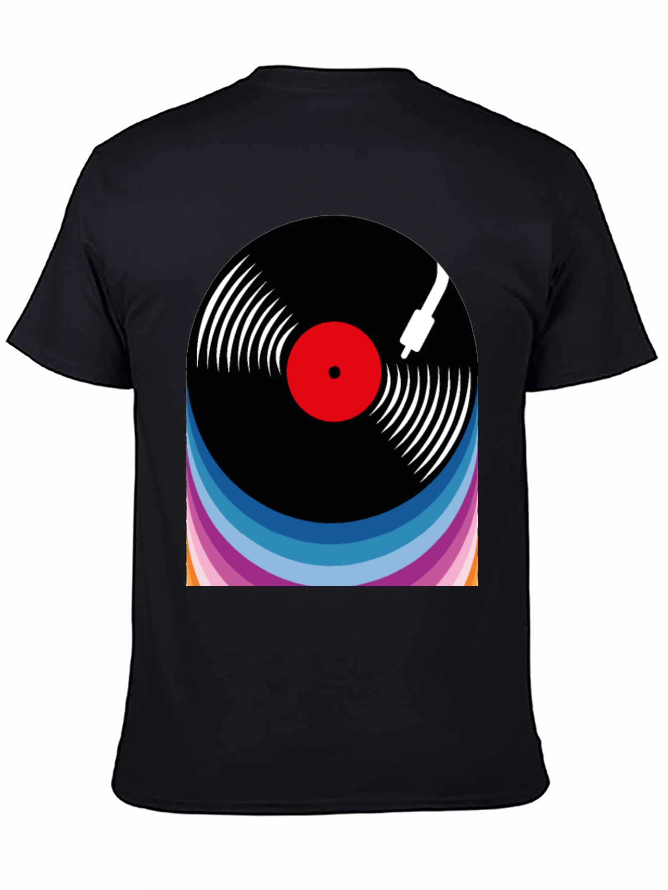 Black Retro Vinyl Record Graphic Tee view 4